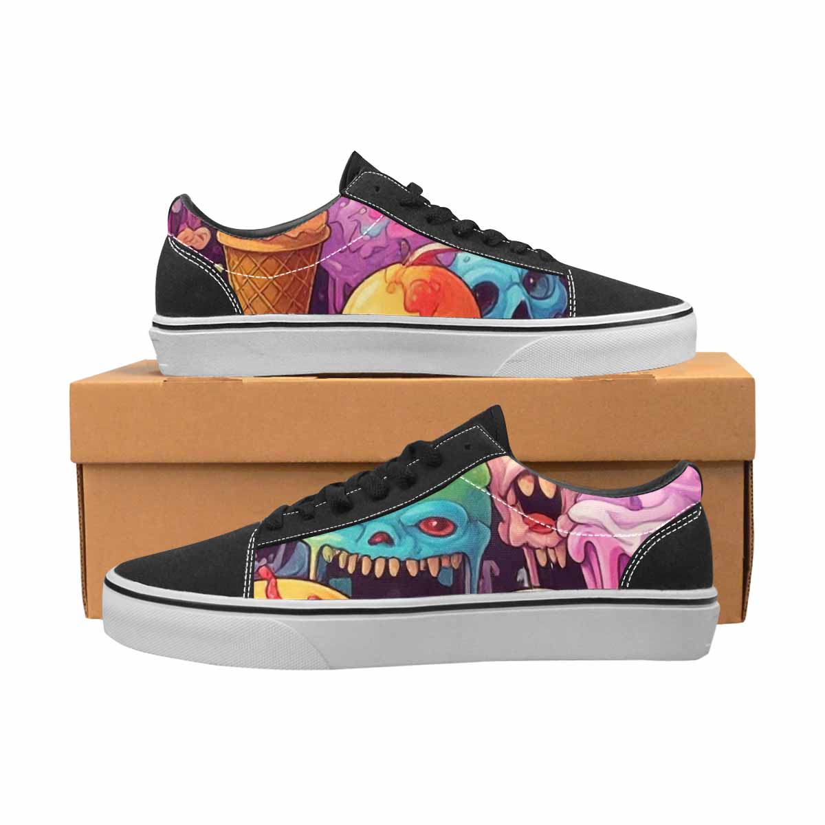 WOMEN'S Ice Cream Monsters Lace-Up Canvas Aesthetic Shoes