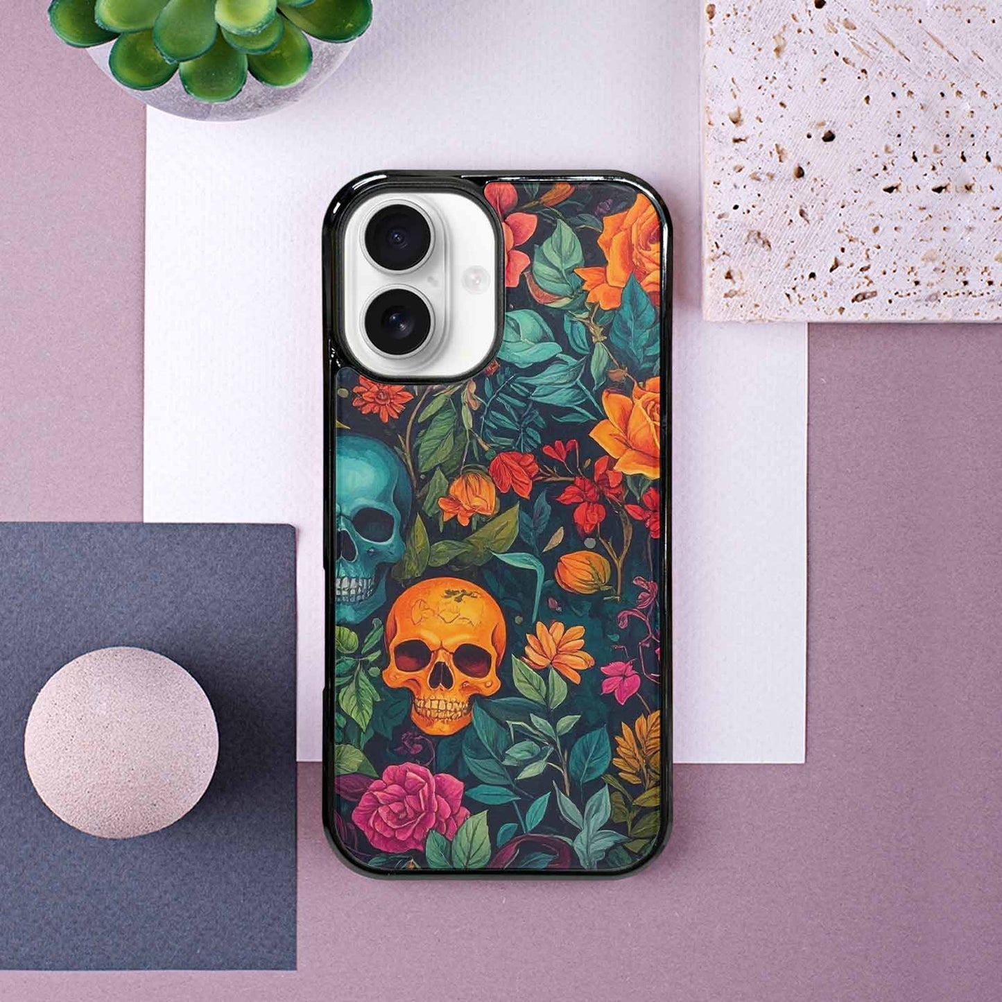 iPhone 16 Case — Skulls Botanicalskulls Pattern B2f Personalized Phone, Custom Phone Case