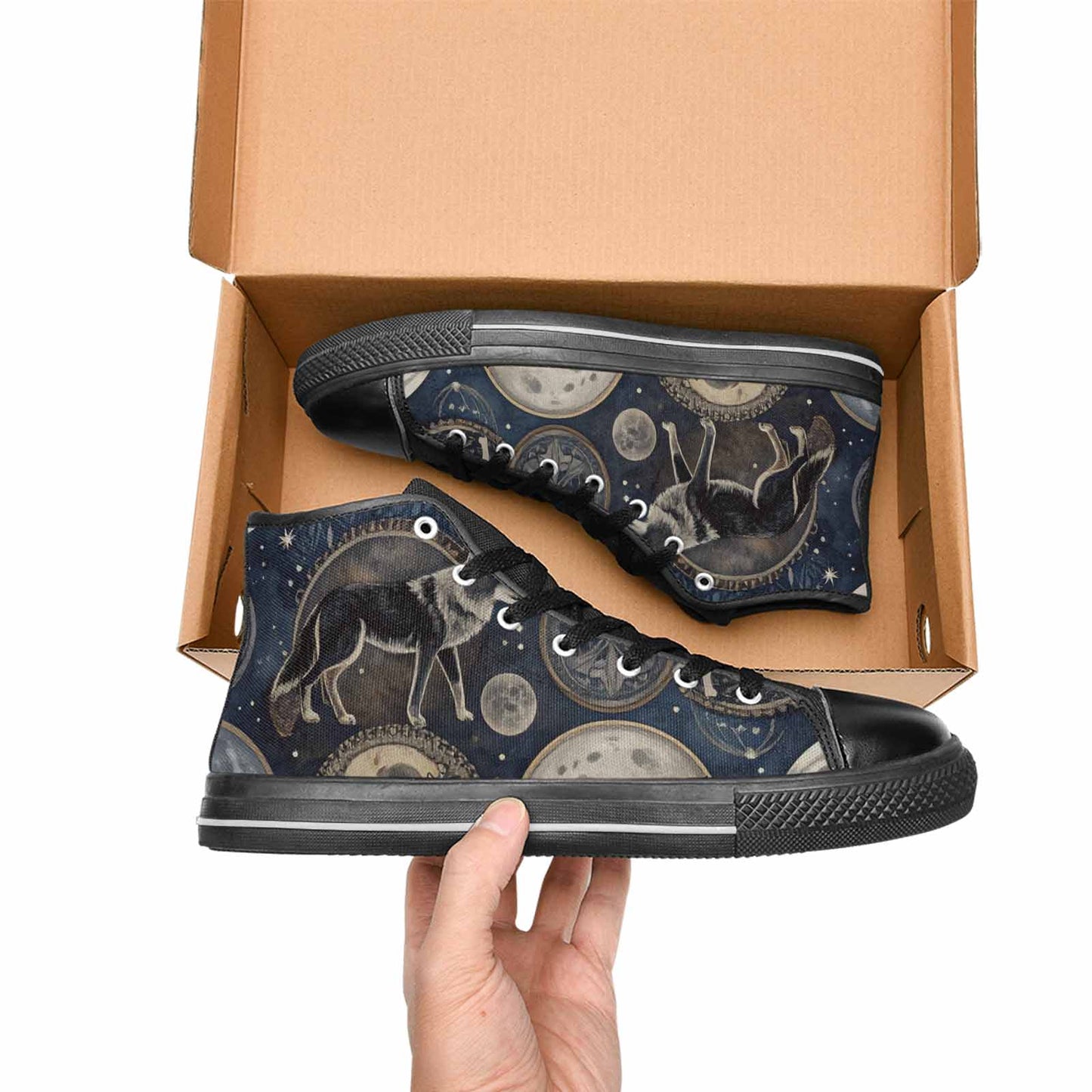 MEN'S Wolves Everywhere Collage High Top Canvas Vivid Custom Shoes