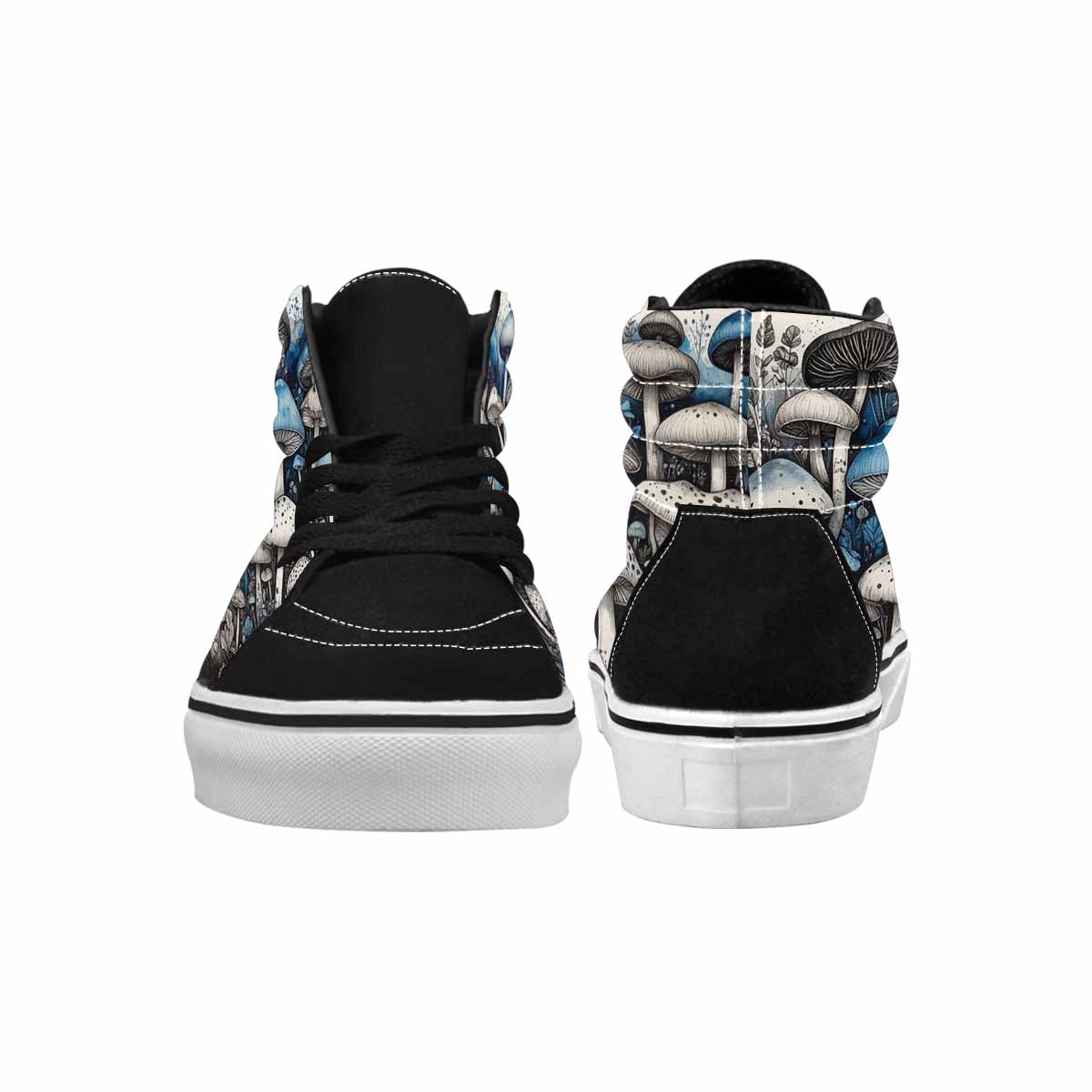 MEN'S Mushrooms Black & Blue Ink High Top Canvas Streetwear Dark Academia All Over Print Shoes