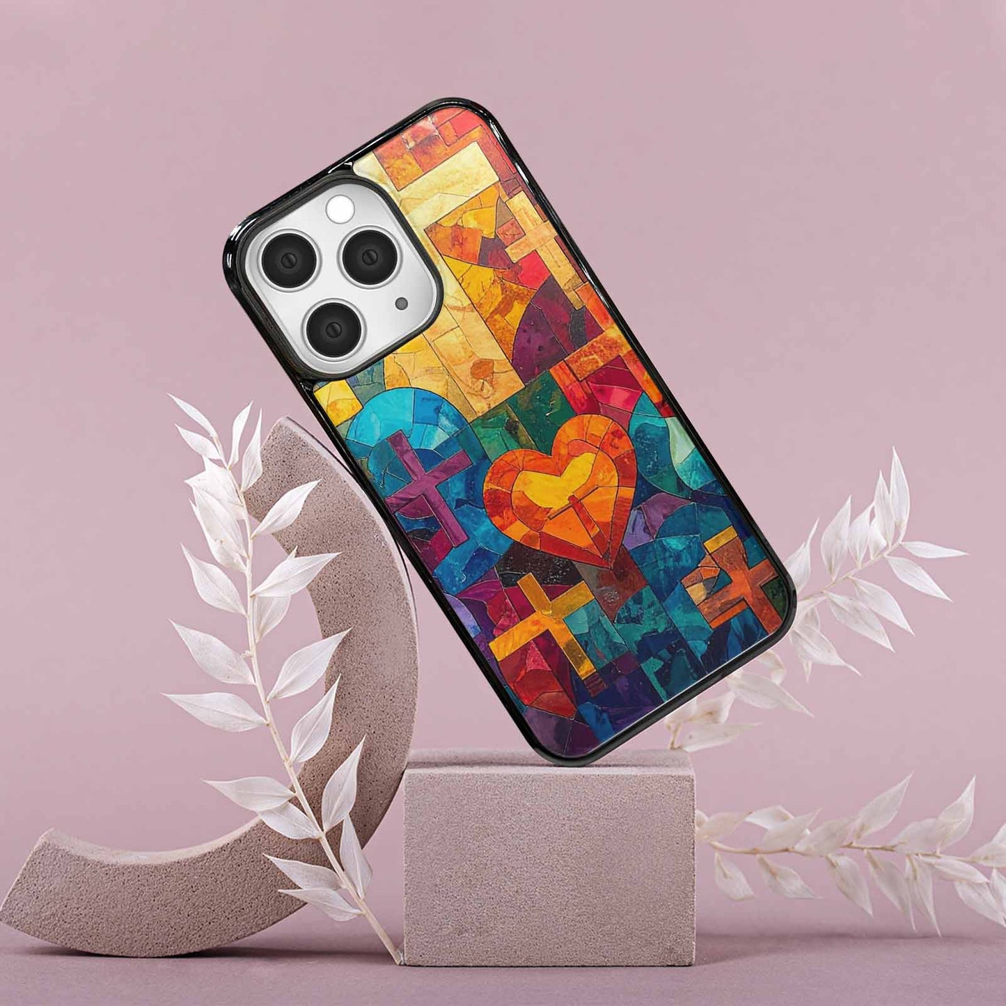 iPhone 15 Pro Max Case — Faith Cross And Faith Icons Pattern, Customized Protective Case
