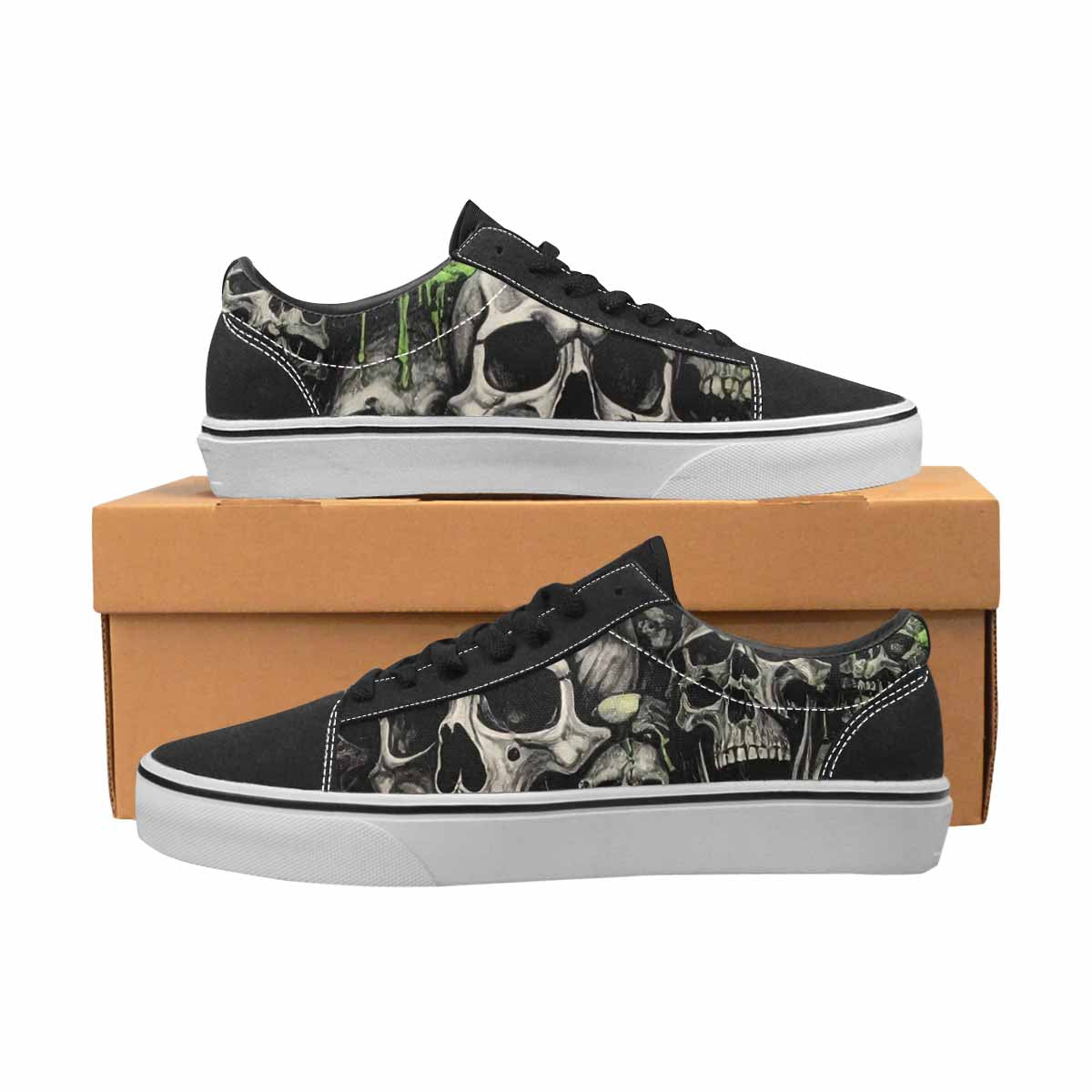 WOMEN'S Rainbow From Skull S Lace-Up Canvas Dark Academia Custom Sneakers