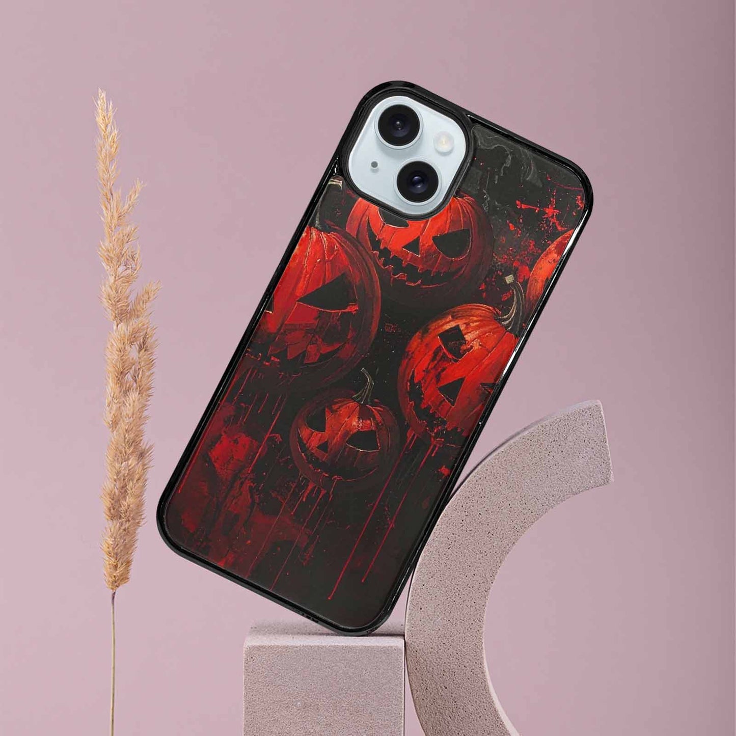 iPhone 15 Plus Case — Bloody Pumpkin Face, Personalized Phone Case