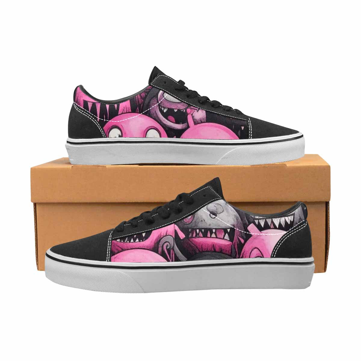 WOMEN'S Monsters (general) Lace-Up Canvas Vibrant Chaos Custom Sneakers