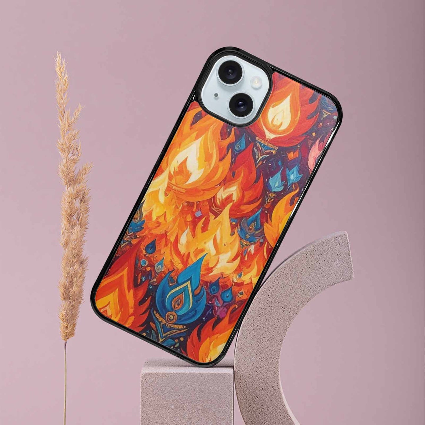 iPhone 15 Plus Case — Flame Burst Full Color Vibrant Flame, Original Design Phone Case