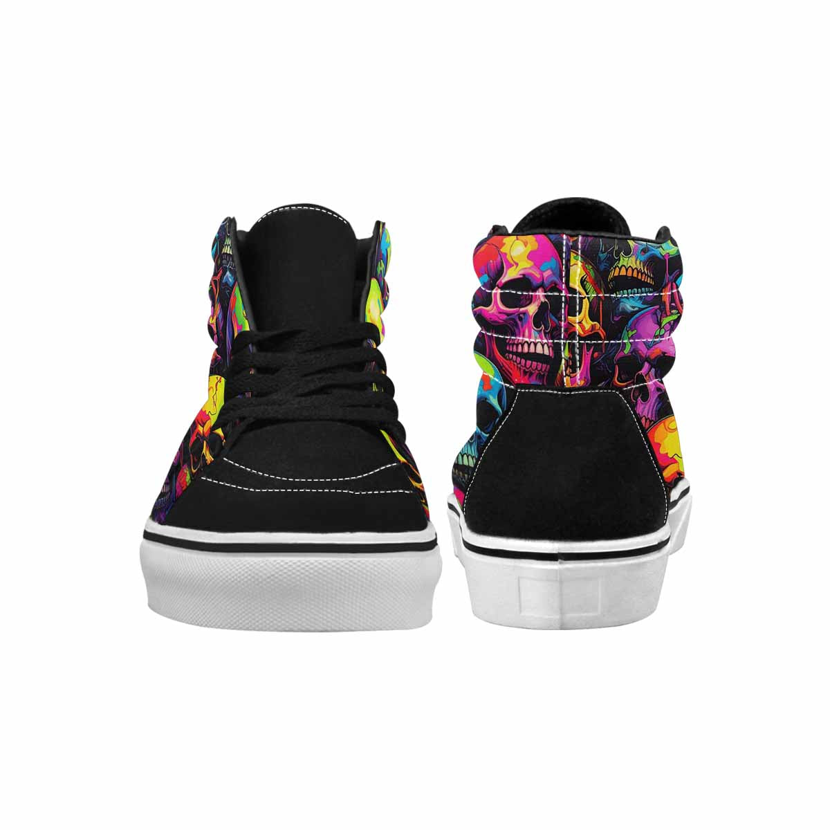 MEN'S 1000s Skulls Neon Camo High Top Canvas Wallpaper Art Custom Sneakers