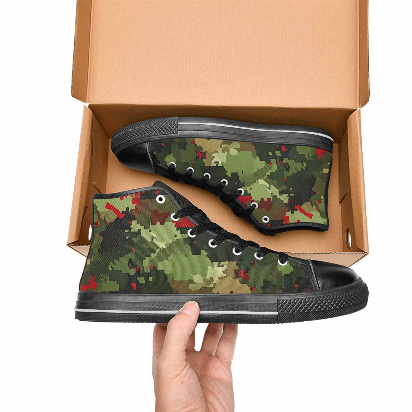 WOMEN'S Military Camouflage Blotch High Top Canvas Dark Academia Custom Shoes