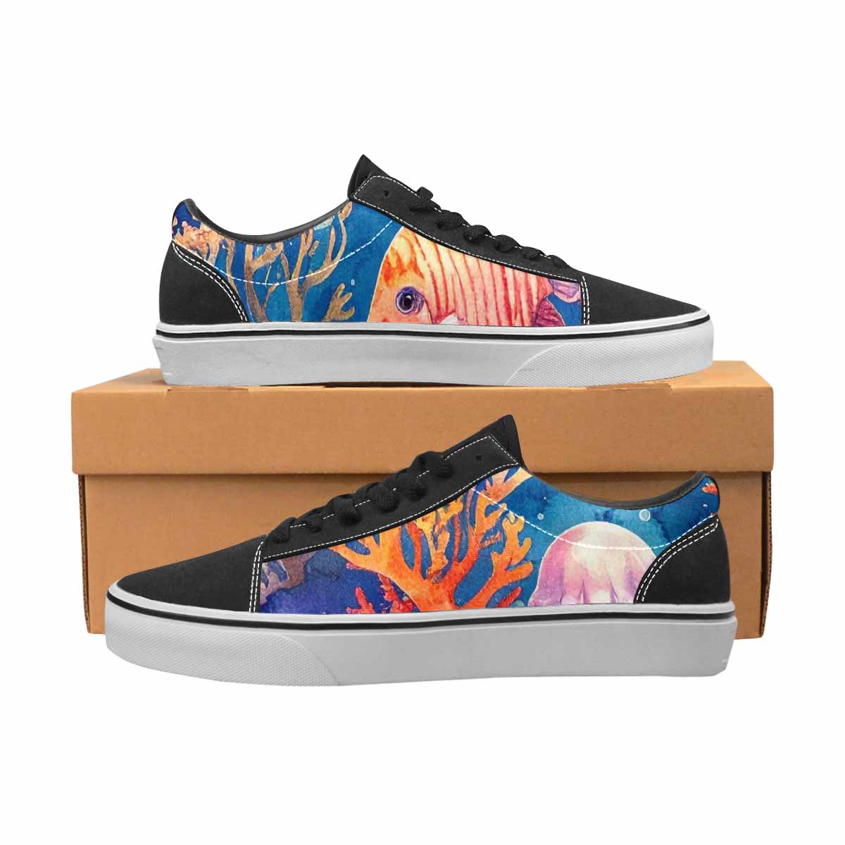 WOMEN'S Fish Scale Coral Canvas Lace-Up Aesthetic Custom Shoes