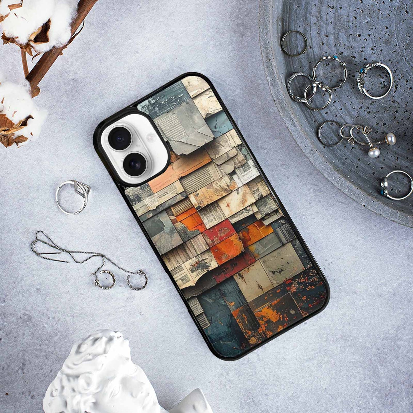 iPhone 16 Plus Case — Distressed Grunge Texture Pattern Hundreds Of, Custom Printed Phone Case