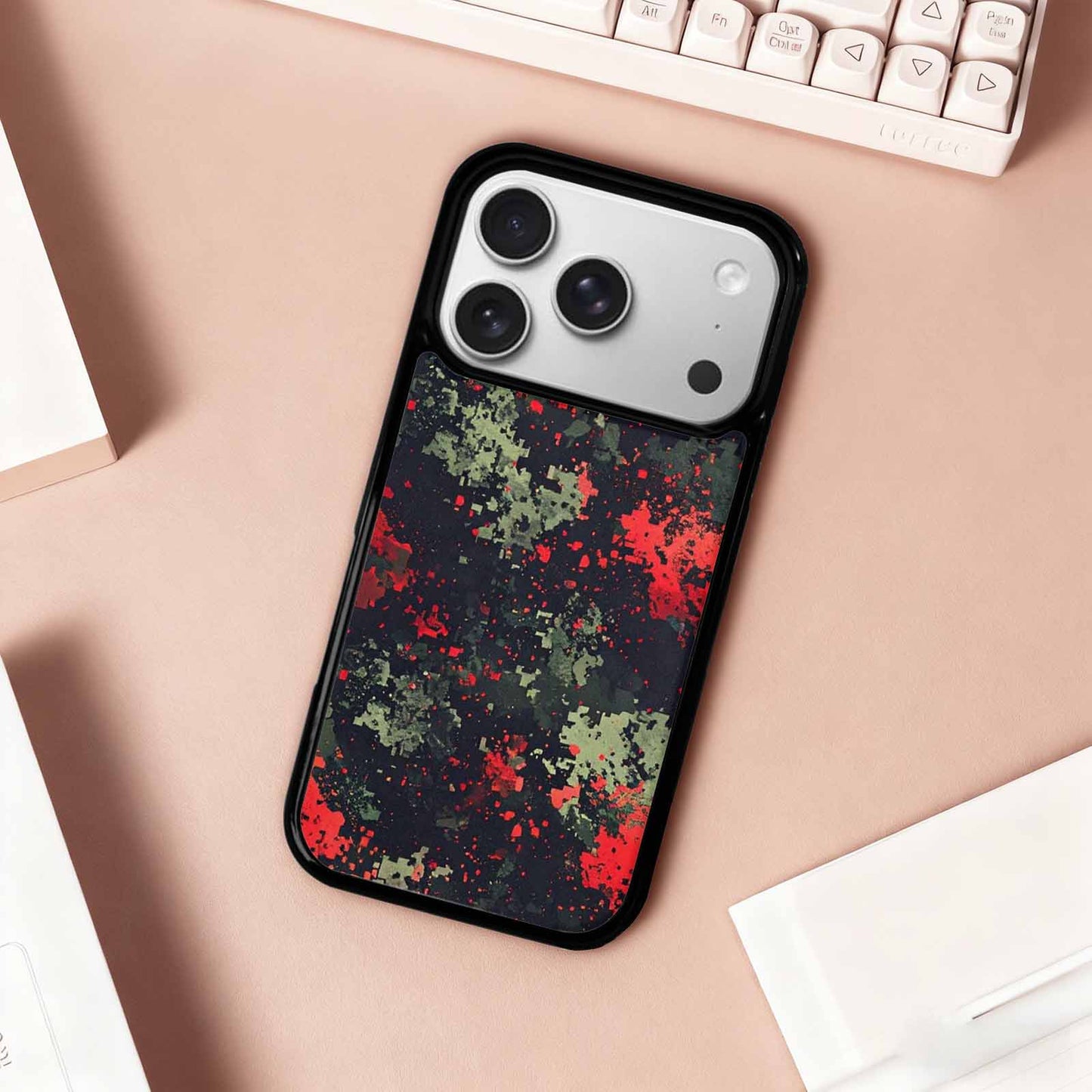 iPhone 17 Pro Case — Small Military Camouflage Blotch Pattern Camo, Custom Phone Case