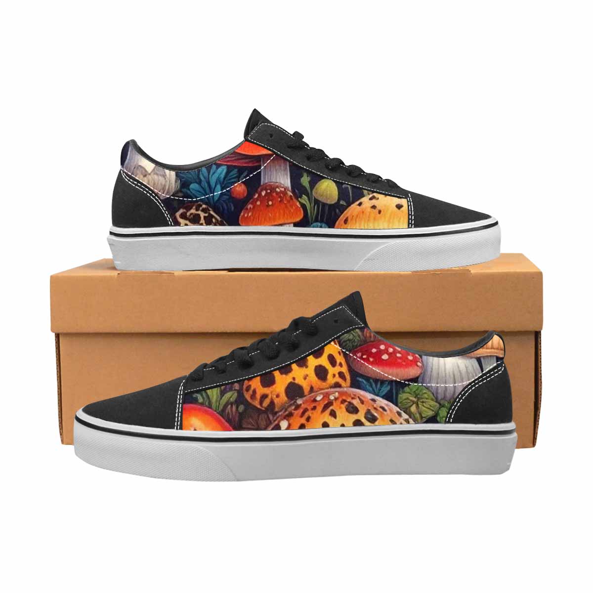 WOMEN'S Mushrooms Lace-Up Canvas Melting Art Custom Sneakers