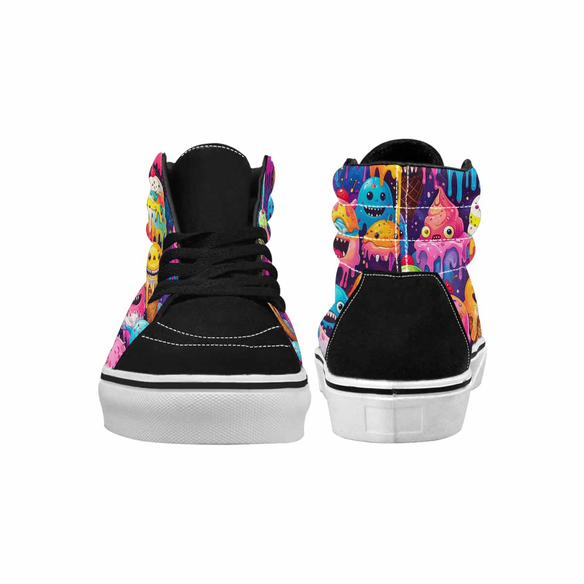 MEN'S Melting Ice Cream Monster High Top Canvas Vibrant Chaos Sneakers