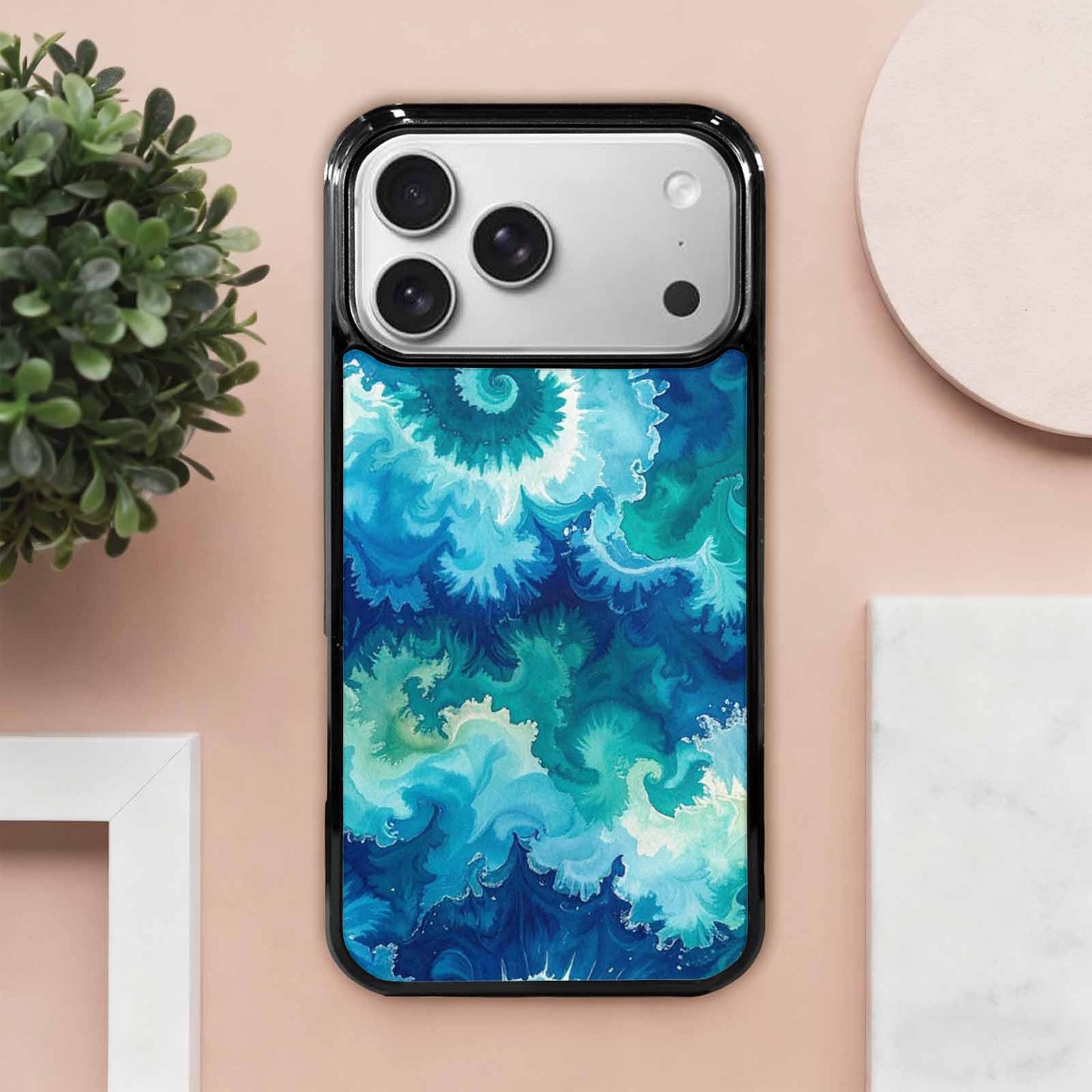 iPhone 17 Pro Max Case — Tie Dye Ocean Blues Tie Dye, Customized Protective Case