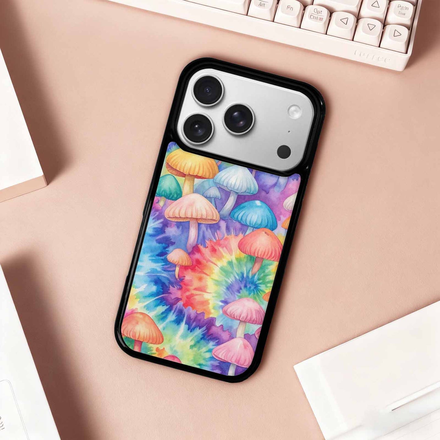 iPhone 17 Pro Case — Mushrooms Tie Dyemushrooms Pat K7q Tie, Custom Printed Phone Case