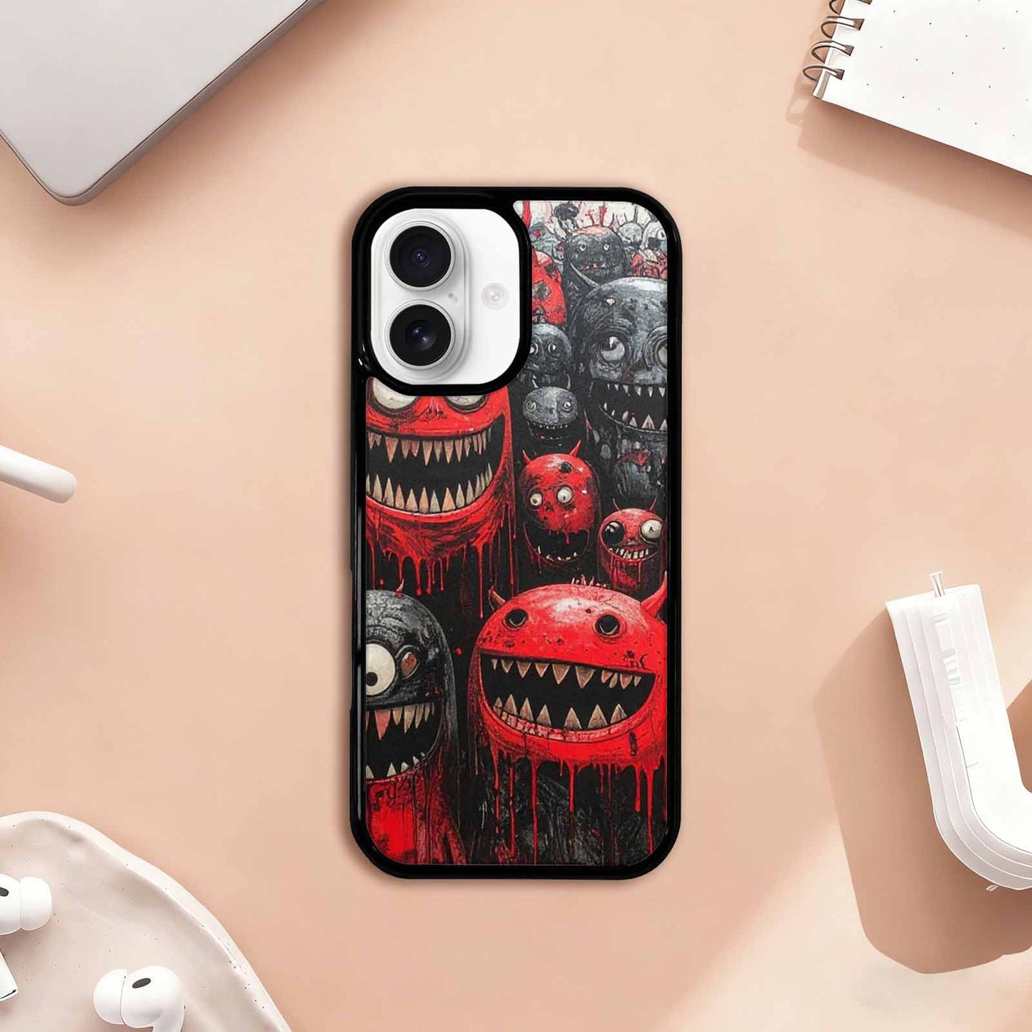 iPhone 17 Case — Black & Red Ink Cartoon Cute, Original Design Phone Case