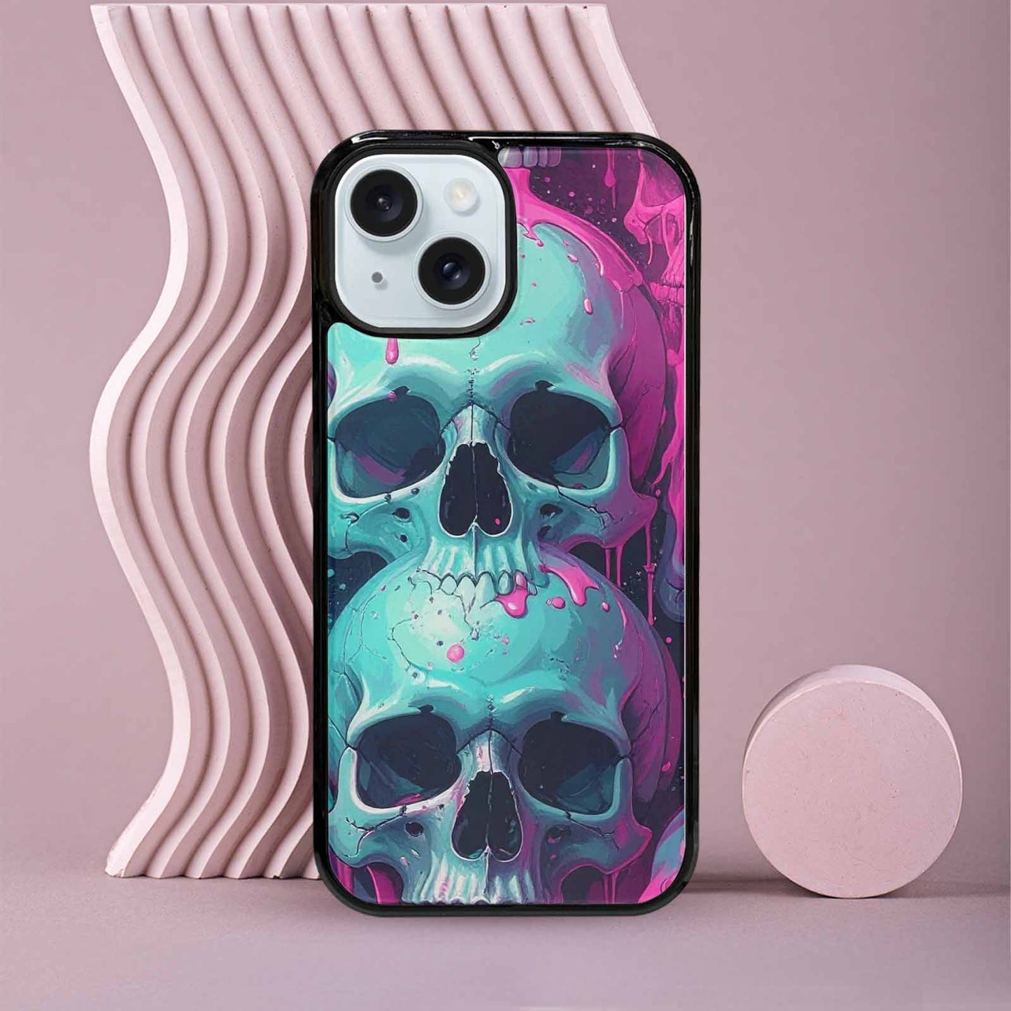 iPhone 15 Case — 1000\'s Of Skulls Overlapping Each Other, Unique Phone Case Design