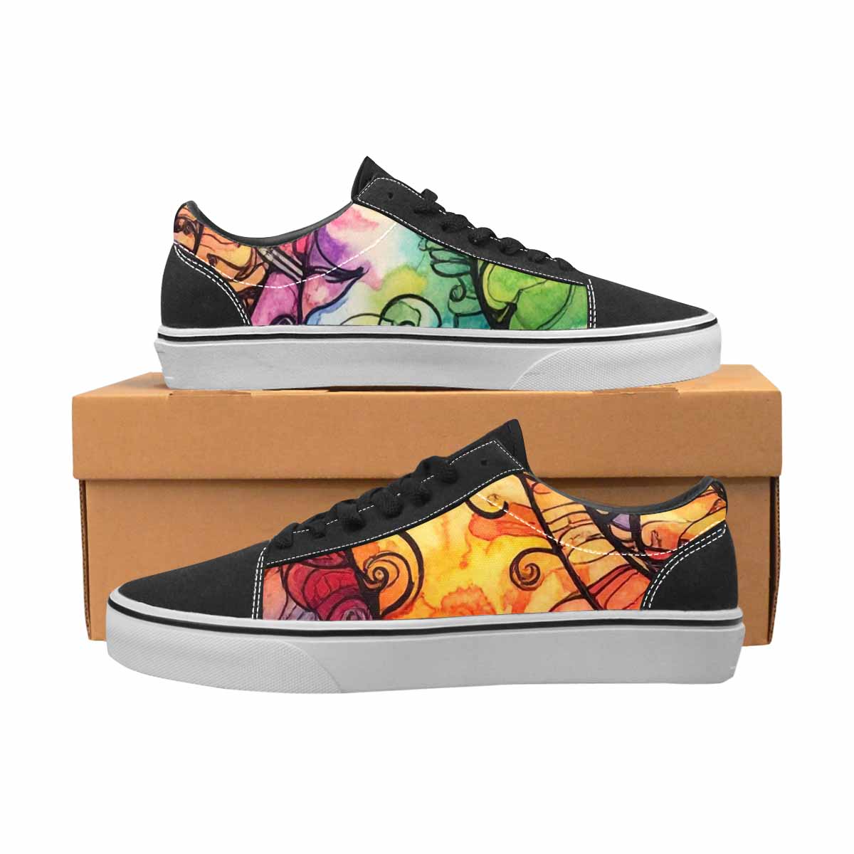 WOMEN'S Tie Lace-Up Canvas Wallpaper Art Custom Sneakers