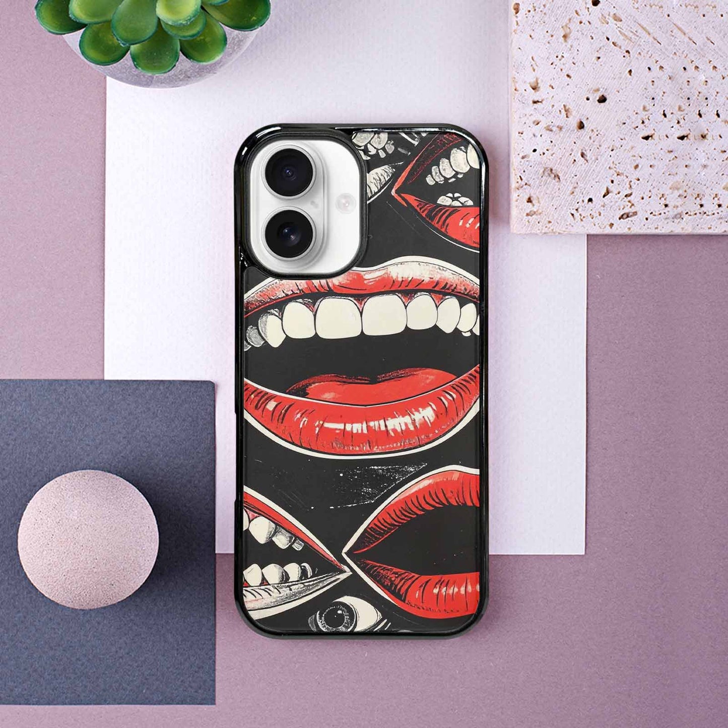 iPhone 16 Case — Googly Cartoon Mouths, Custom Made Phone Cover