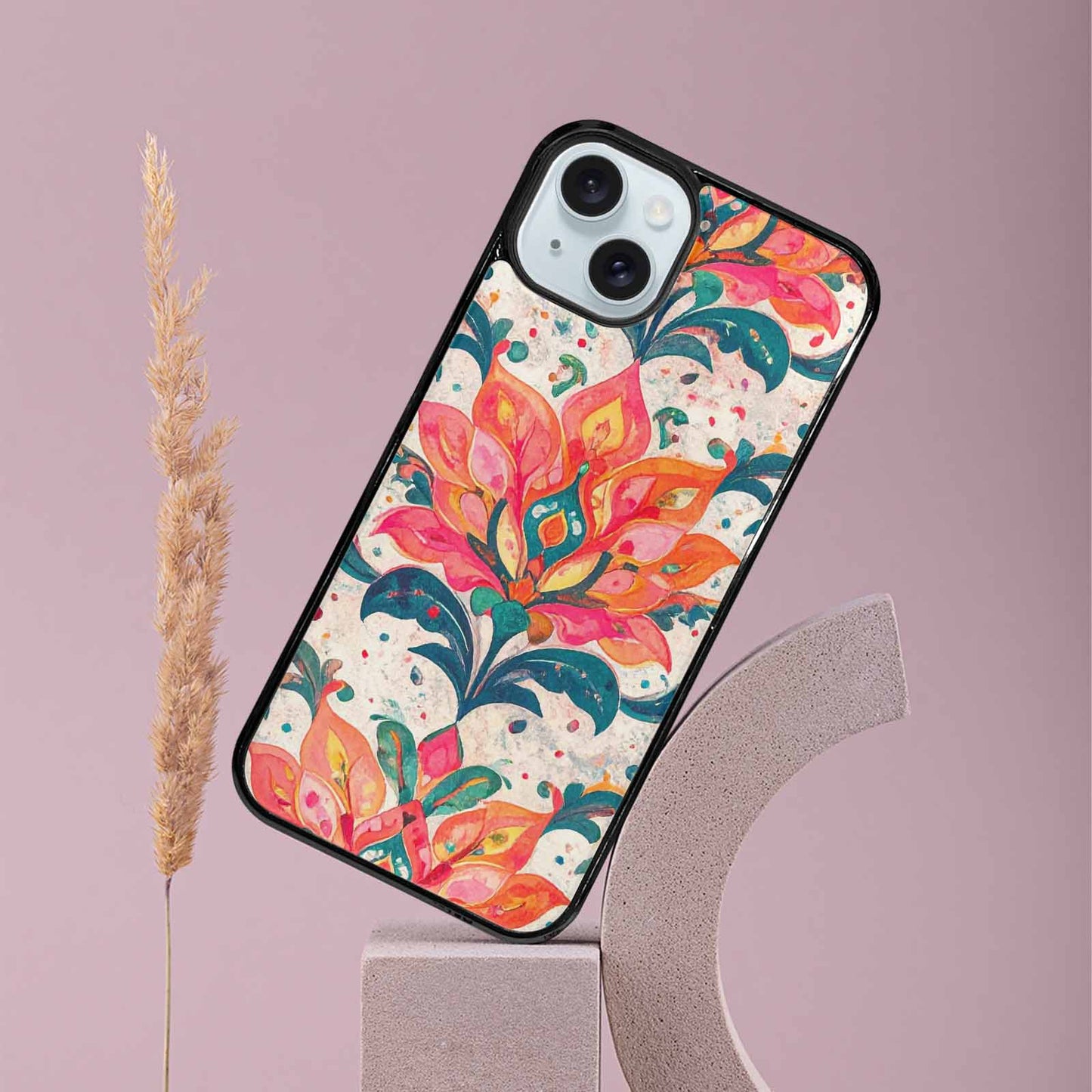 iPhone 15 Plus Case — Marble Floral, Custom Phone Case