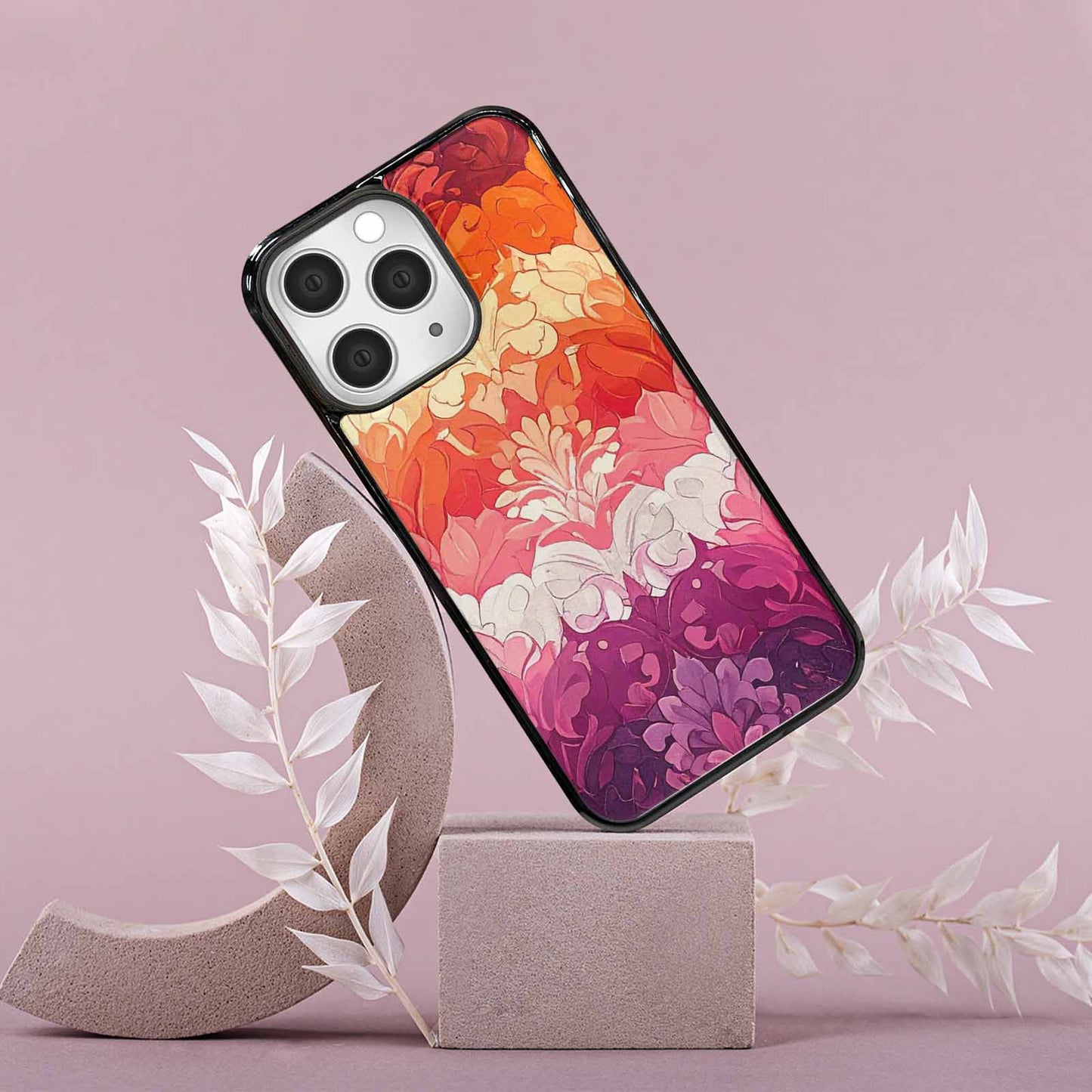 iPhone 15 Pro Max Case — Lesbian Flag Color Theme Small Rainbow, Custom Phone Case