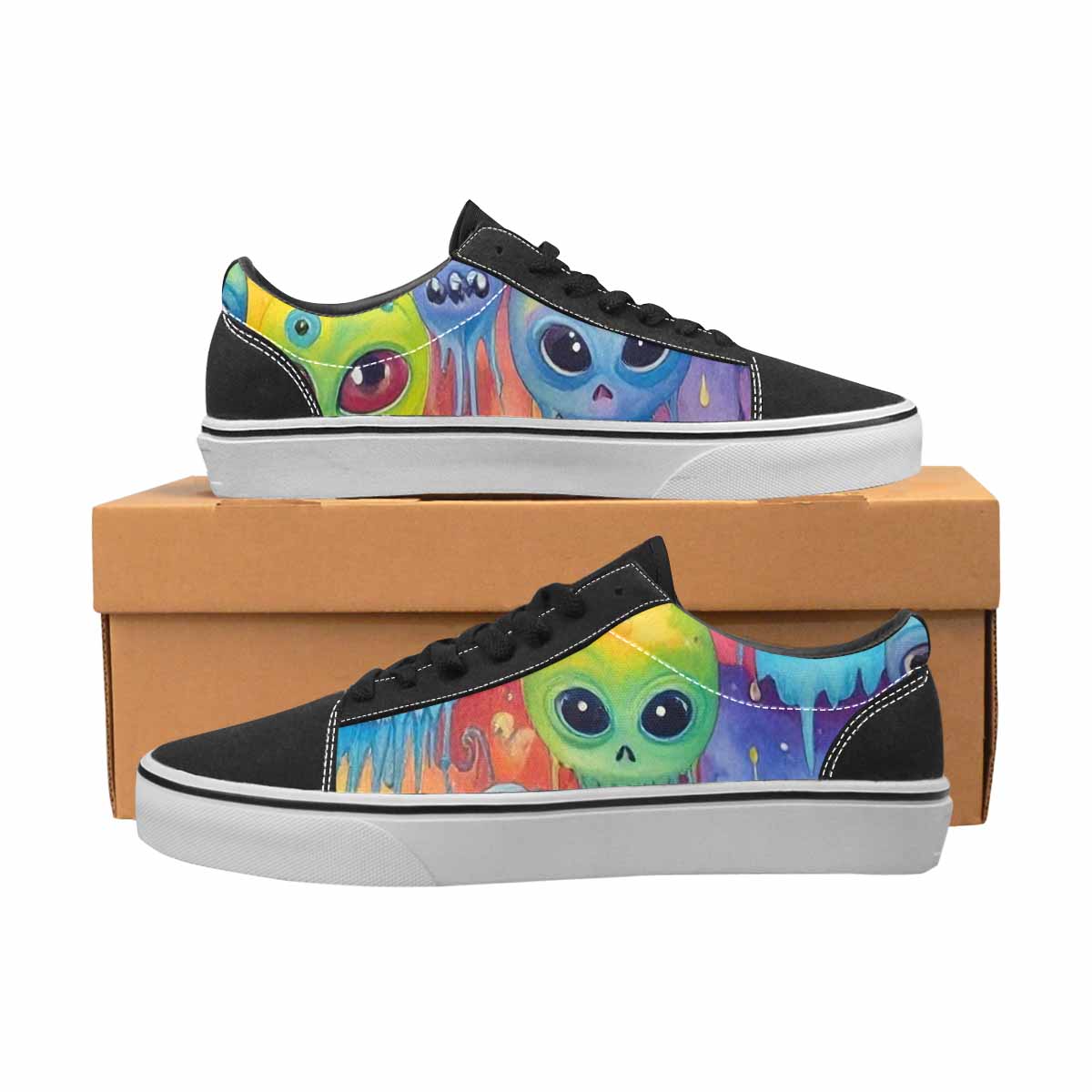 WOMEN'S Aliens Tie Dye Lace-Up Canvas Kaleidoscope Custom Sneakers