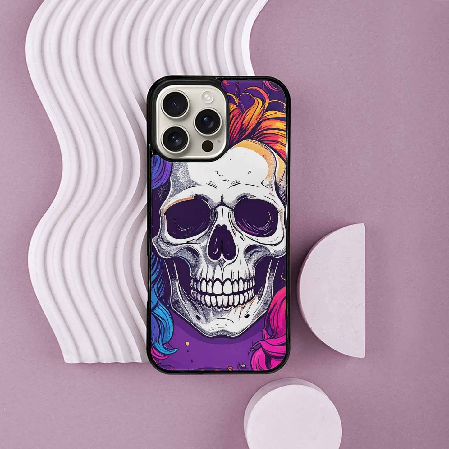 iPhone 16 Pro Max Case — Pride Flag Skulls Seamless Pattern Vibrant, Personalized Phone Case