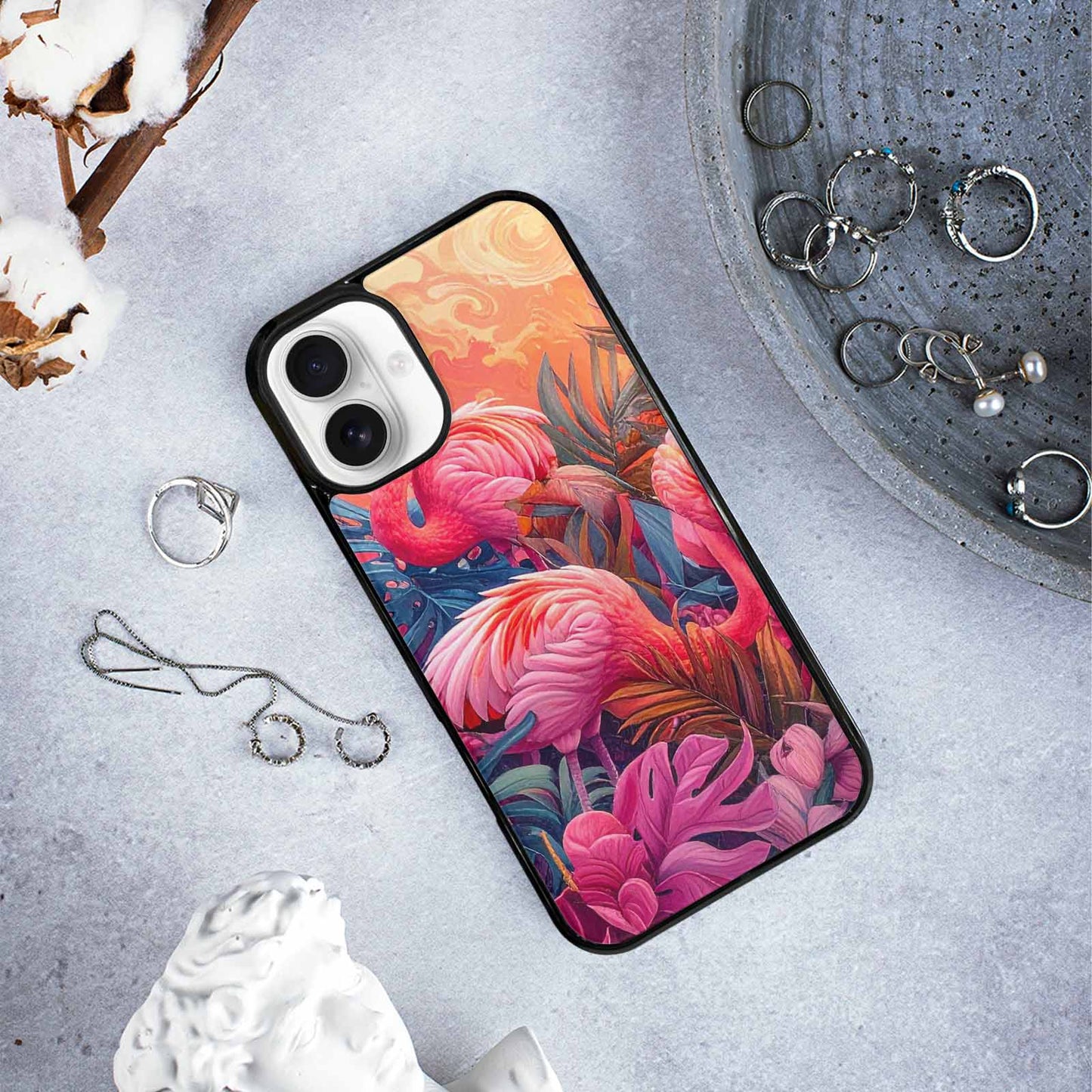 iPhone 16 Plus Case — Flamingo Tropical Flamingo Tropical Pattern Hundreds, Custom Art Phone Cover