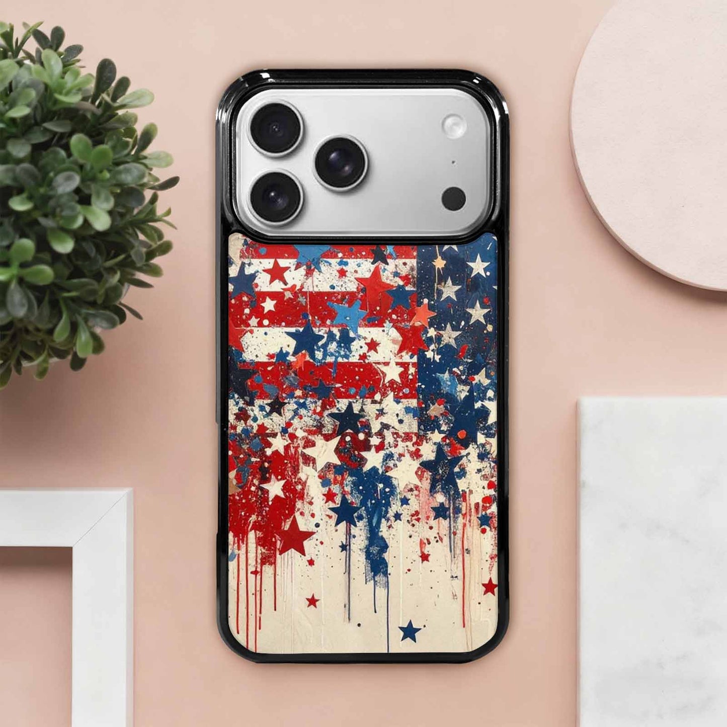 iPhone 17 Pro Max Case — Patriotic Stars And Stripes Galaxy Space, Custom Art Phone Cover