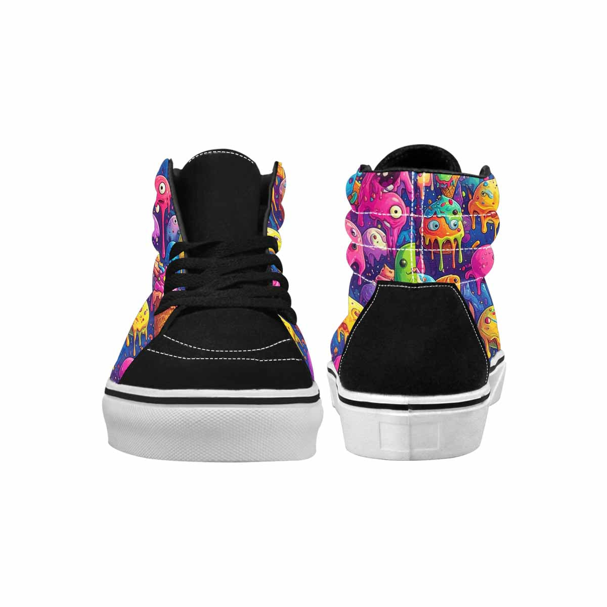 MEN'S Melting Ice Cream Monster High Top Canvas Wallpaper Art Custom Sneakers