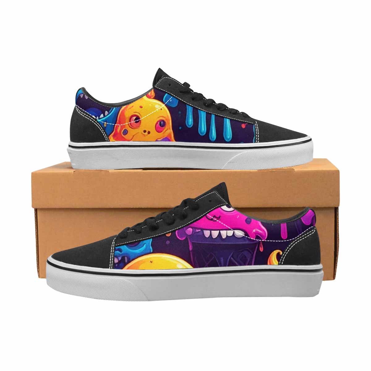 WOMEN'S Ice Cream Monsters Lace-Up Canvas Surreal Custom Shoes