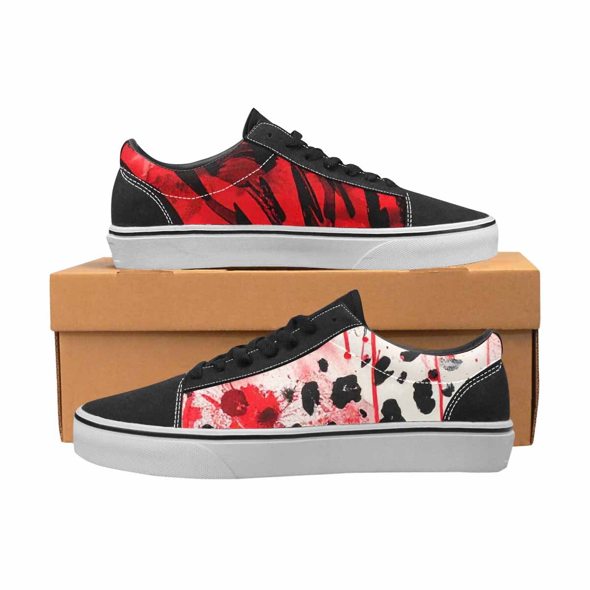 WOMEN'S Animal Print (black & Lace-Up Canvas Y2K Shoes