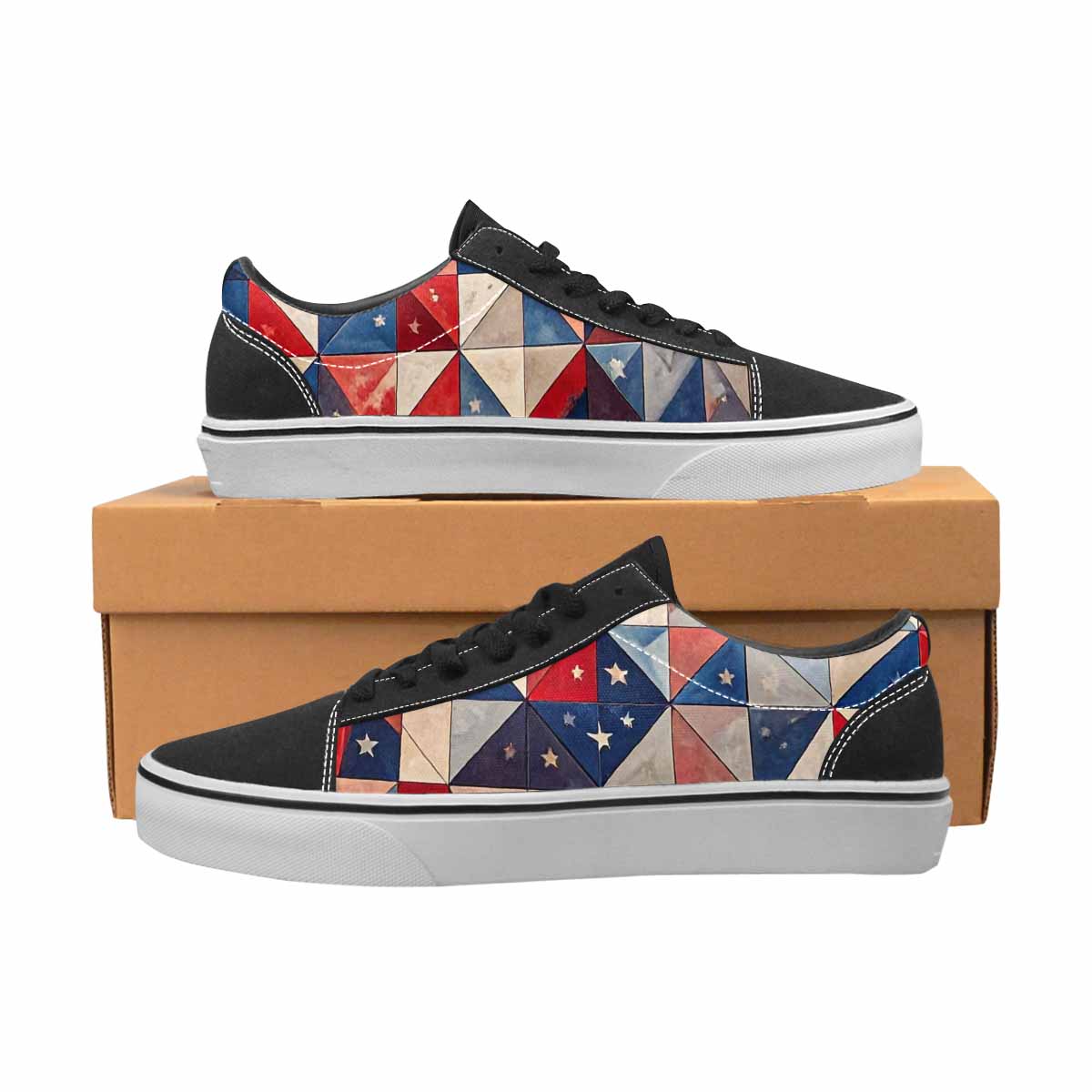 WOMEN'S American Flag Stars Canvas Lace-Up Dark Academia Custom Sneakers