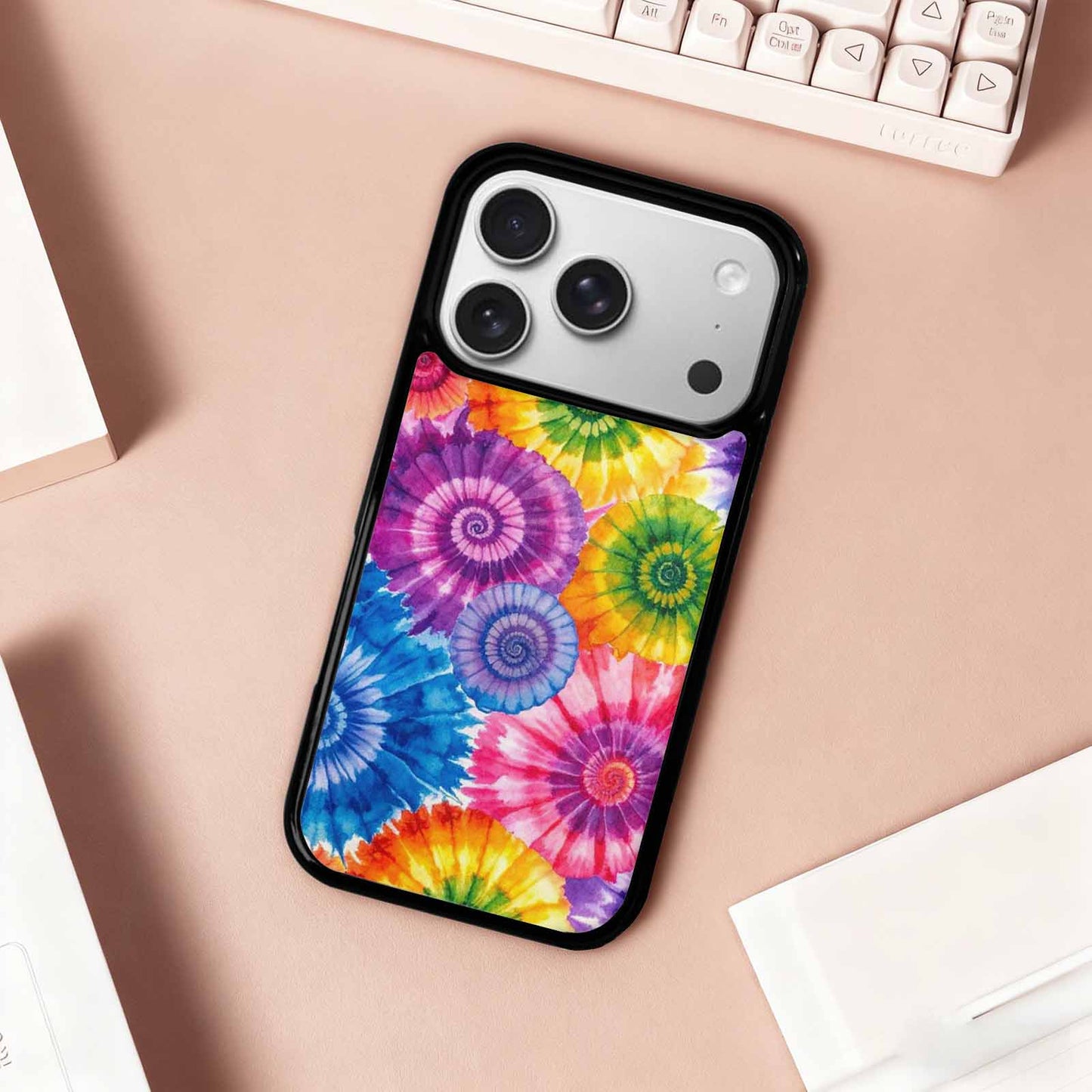 iPhone 17 Pro Case — Small Tie Dye Swirl Pattern Tie, Custom Printed Phone Case