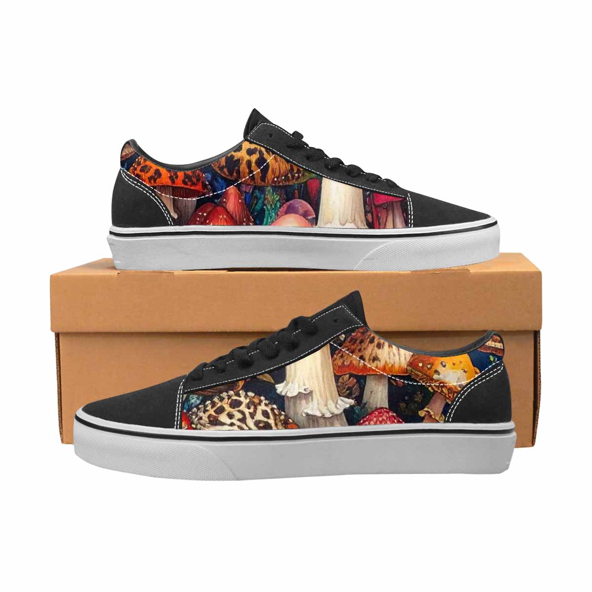 WOMEN'S Mushrooms Lace-Up Canvas Neon Fantasy Custom Shoes