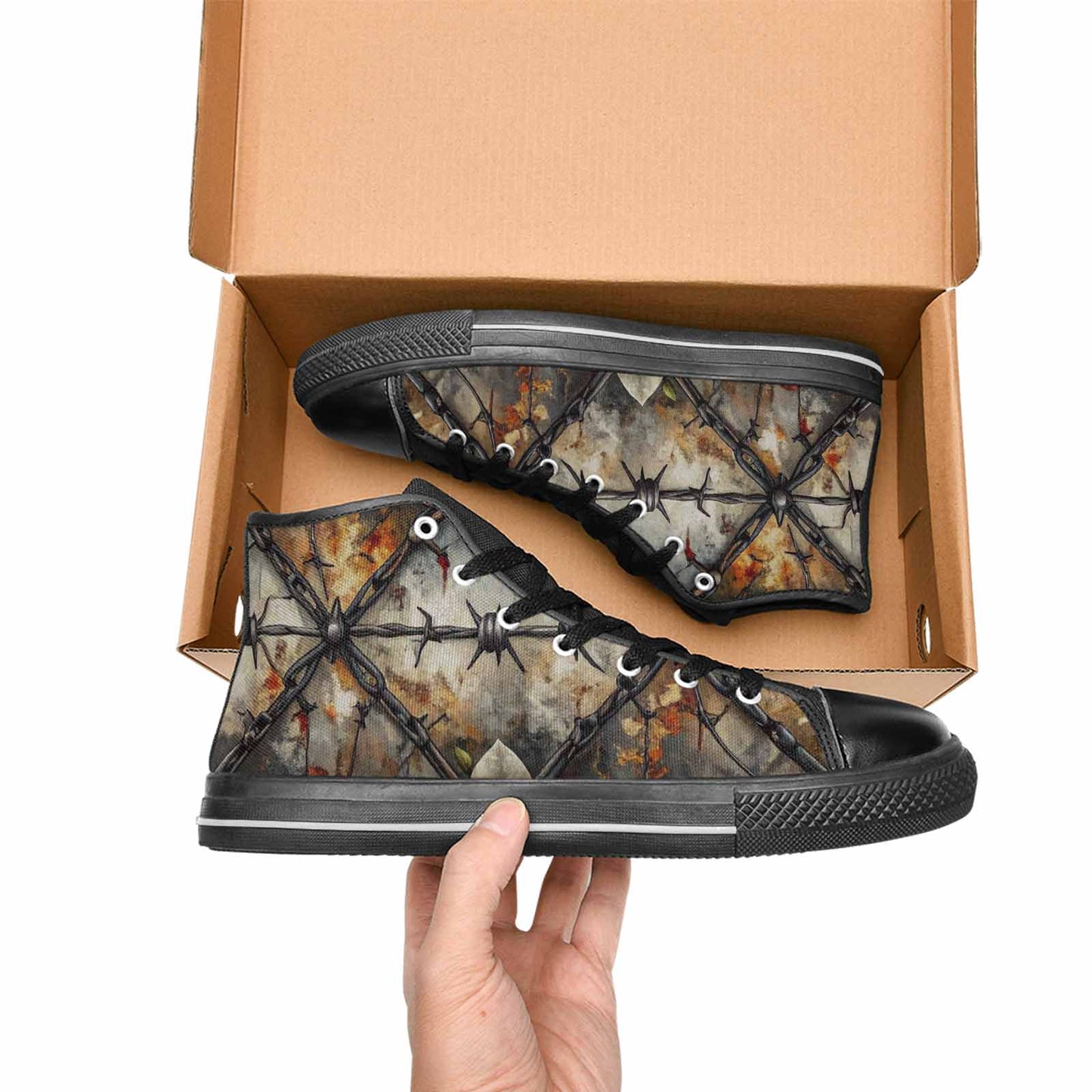 MEN'S Barbed Wire Chain High Top Canvas Dark Academia Custom Shoes
