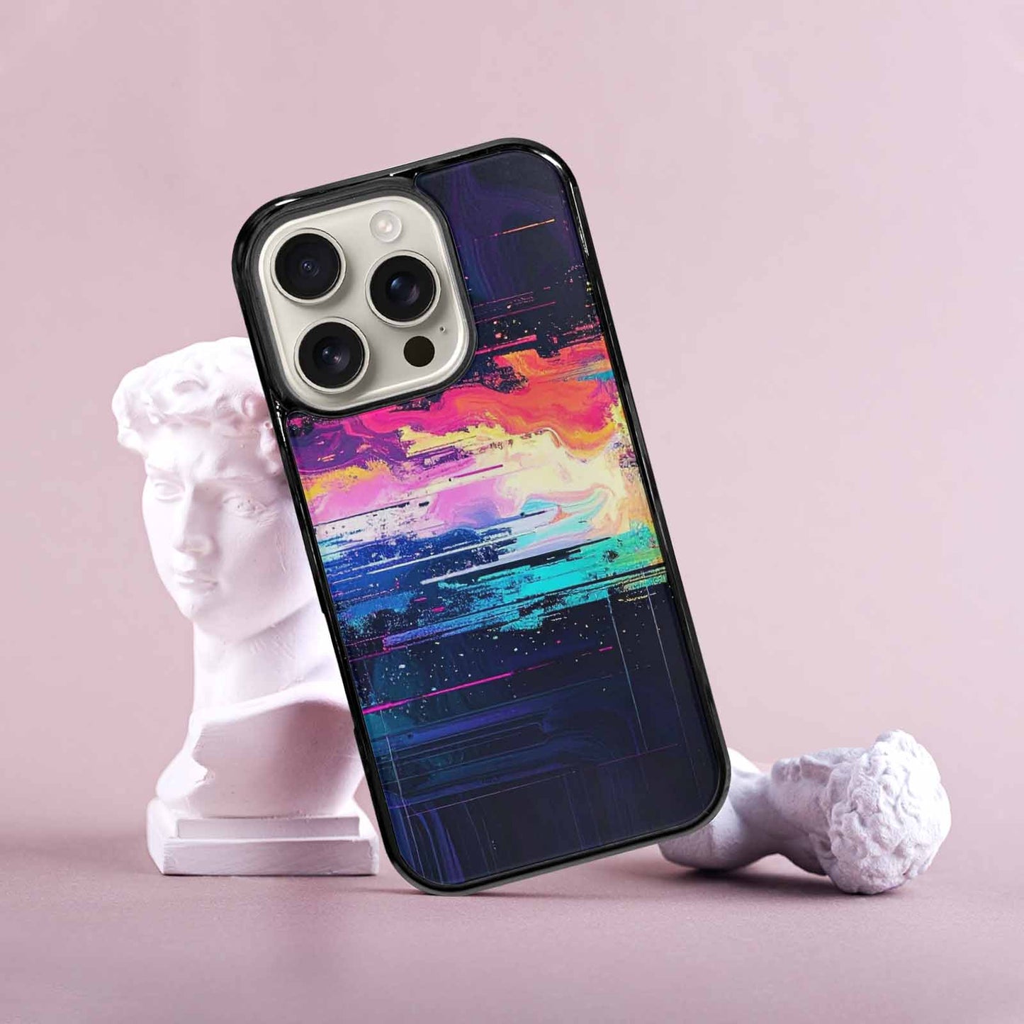 iPhone 16 Pro Case — Glitch Dark Art Seamless Pattern Vibrant, Custom Designed Case Cover