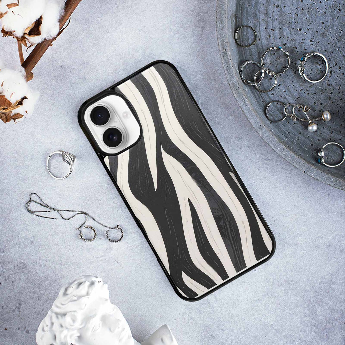iPhone 16 Plus Case — Modern Zebra Stripe, Custom Designed Case Cover