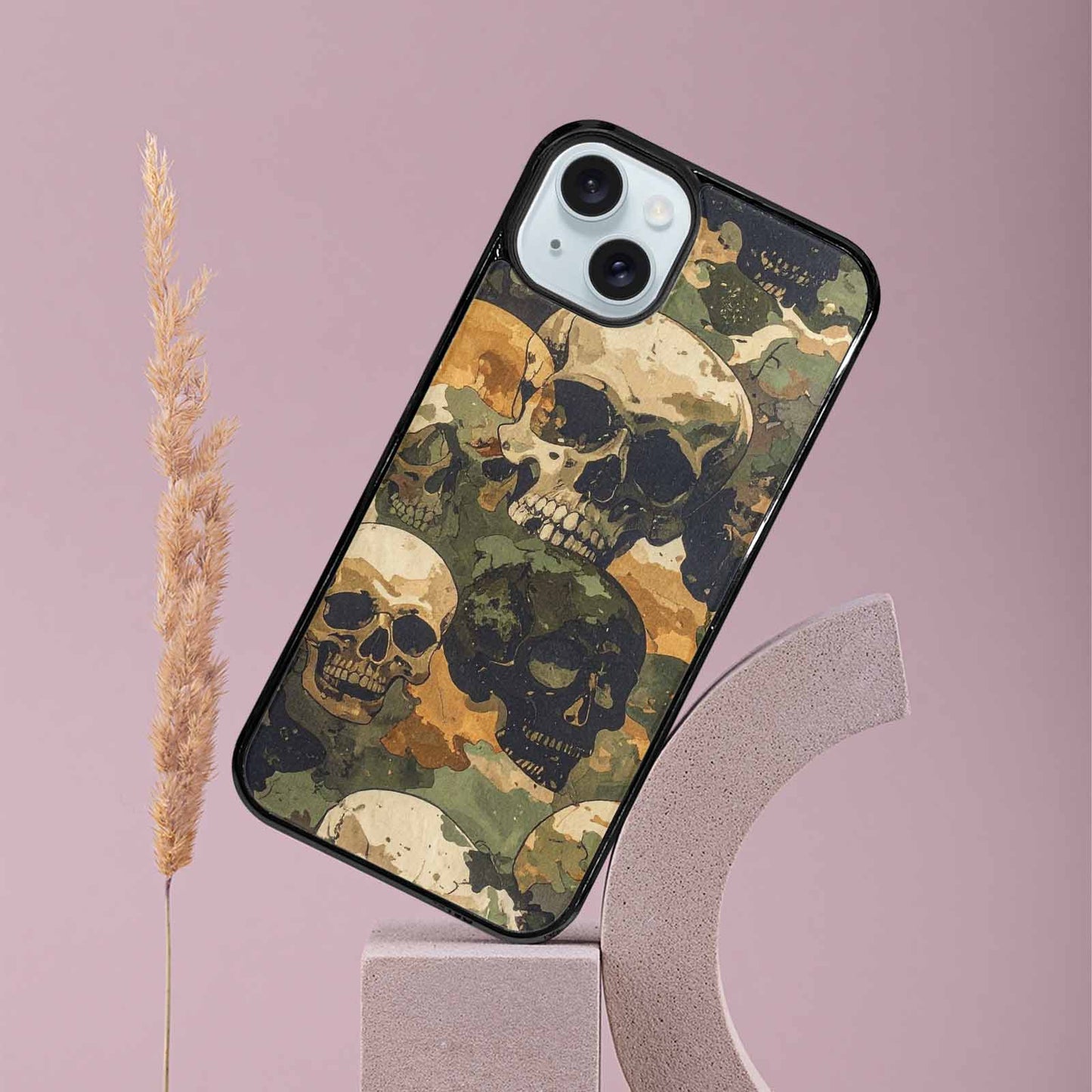 iPhone 15 Plus Case — Military Camo Skull, Unique Phone Case Design