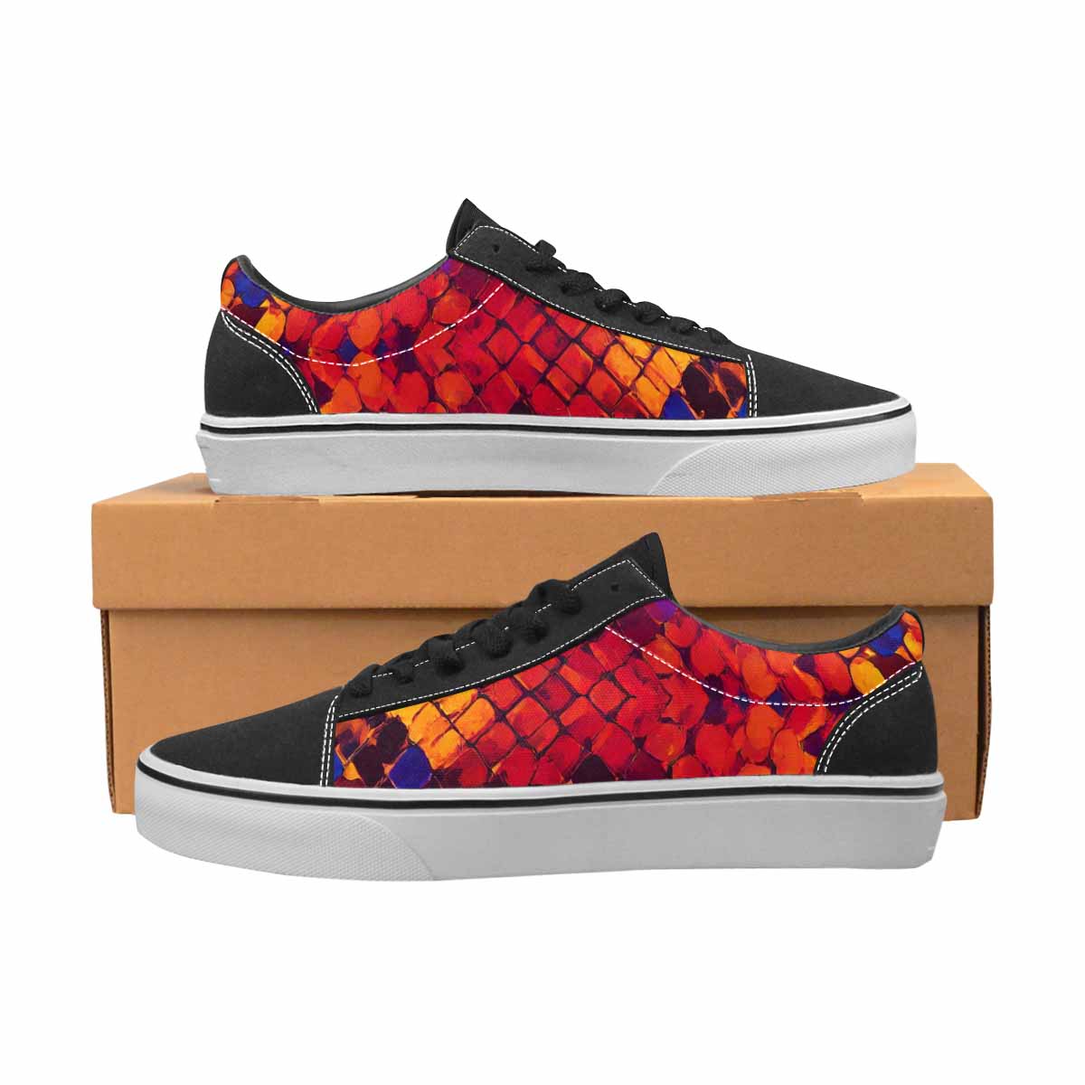 WOMEN'S Dark Snake Print Canvas Lace-Up Aesthetic Custom Shoes
