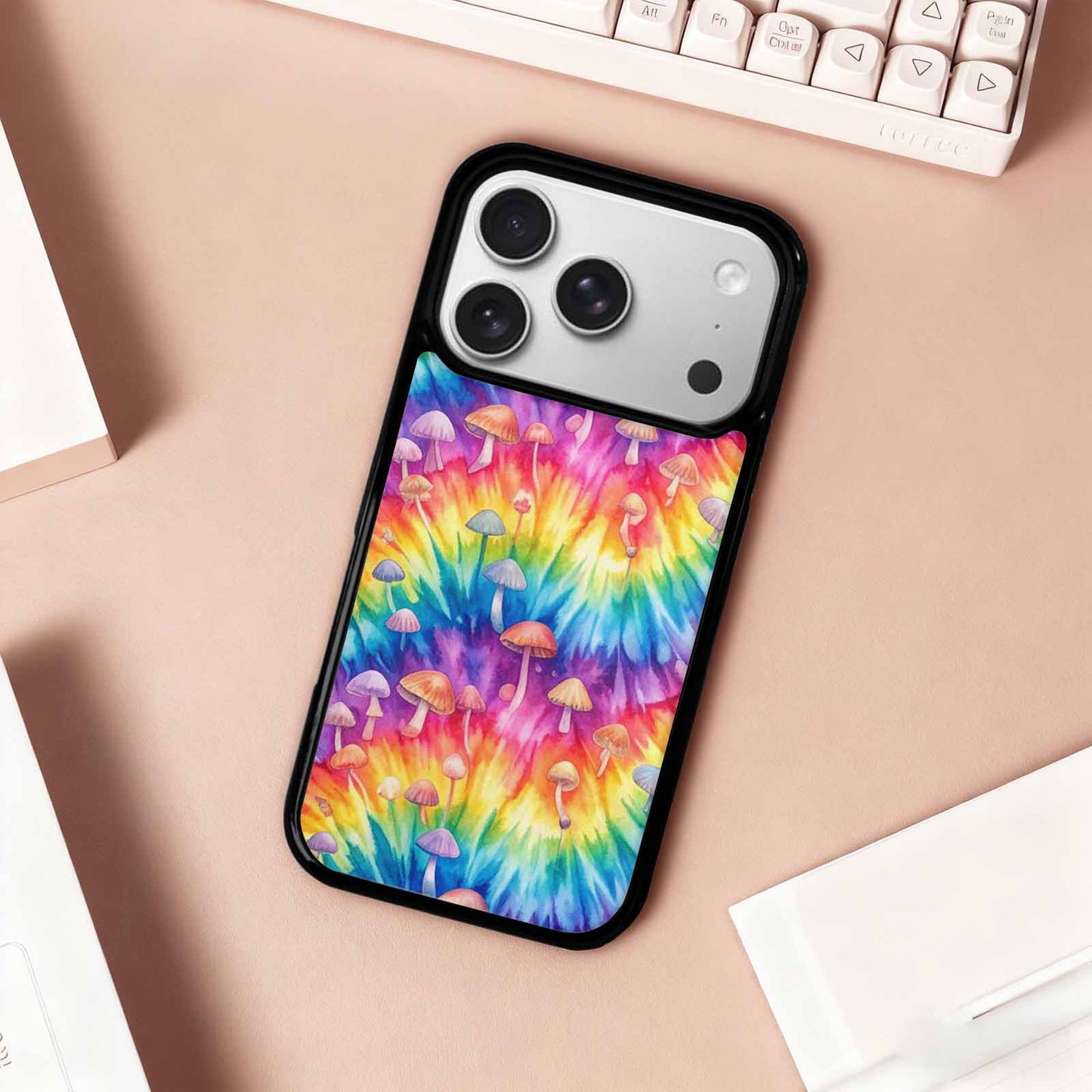 iPhone 17 Pro Case — Mushrooms Tie Dyemushrooms Pat Efq Tie, Custom Phone Case