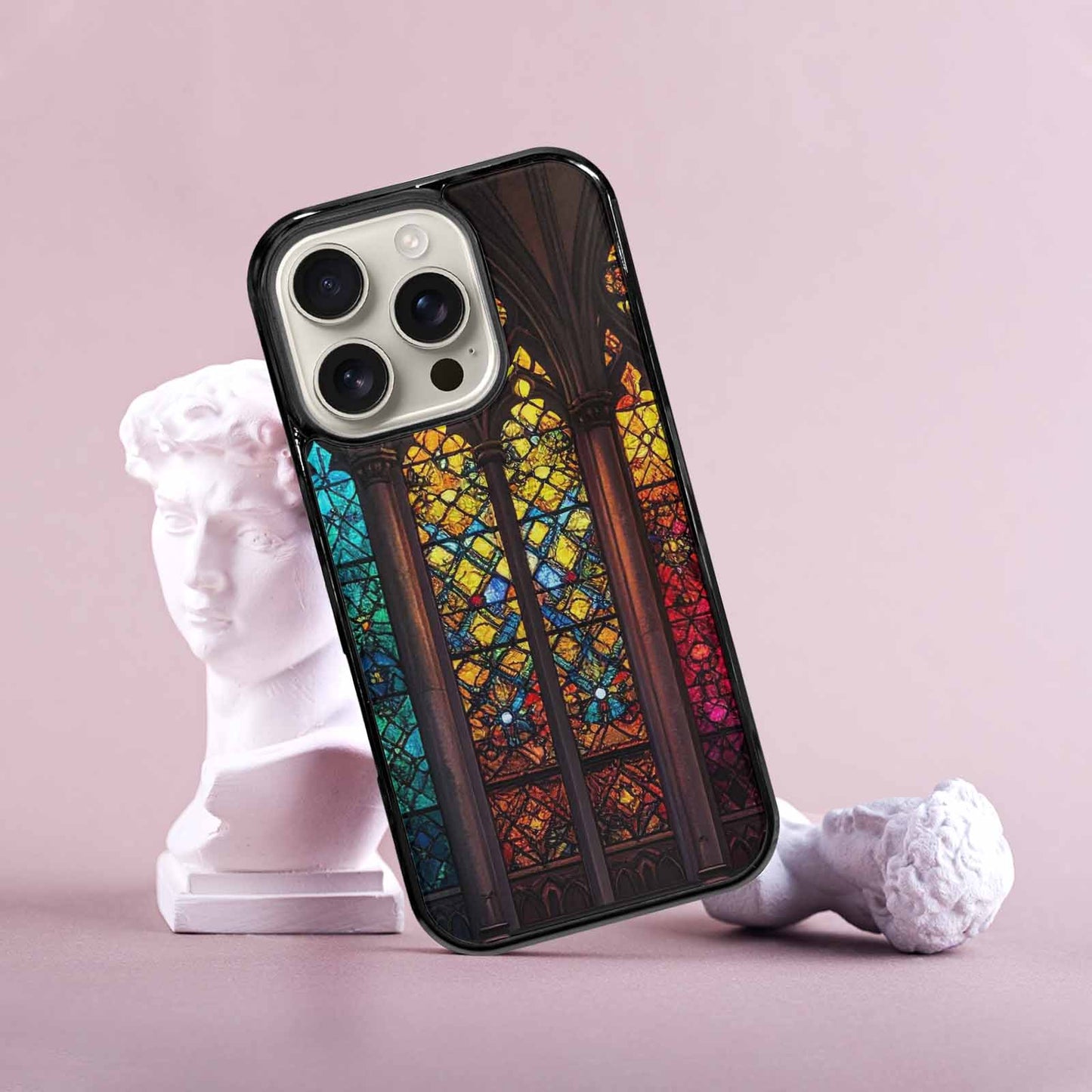 iPhone 16 Pro Case — Stained Glass Cathedral, Custom Printed Phone Case