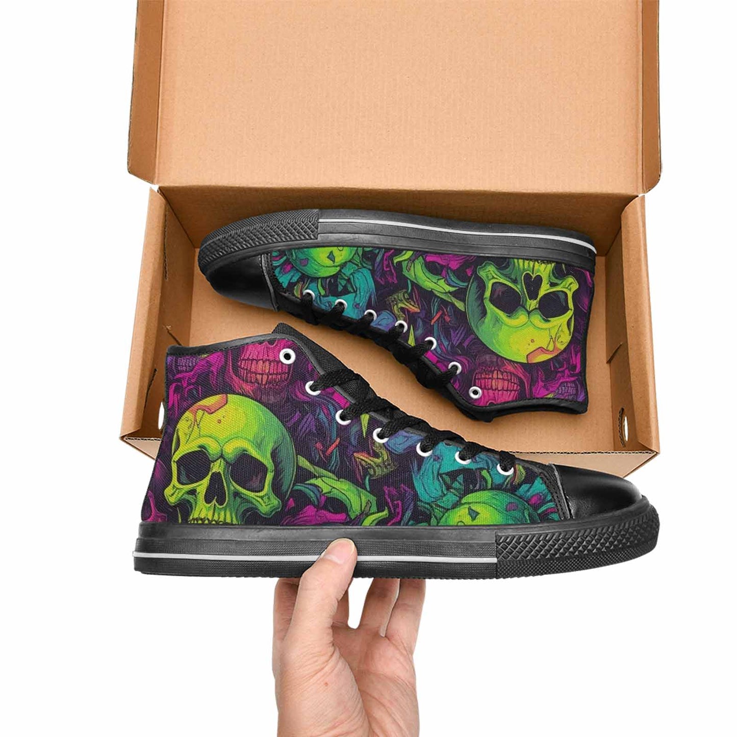 MEN'S Skulls - Neon High Top Canvas Y2K Sneakers