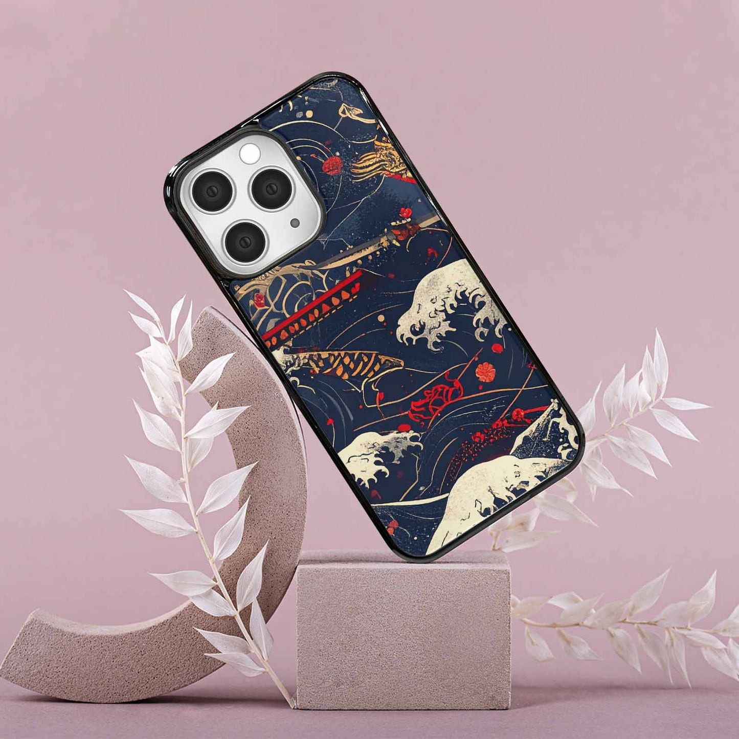 iPhone 15 Pro Max Case — Samurai Art Repeat Pattern, Personalized Phone Case