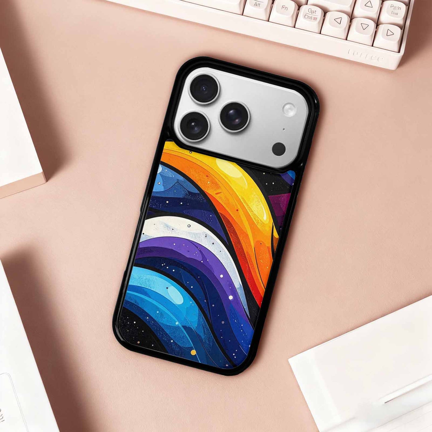 iPhone 17 Pro Case — Glossy Winter Wave Seamless Cartoon Cute, Custom Printed Phone Case