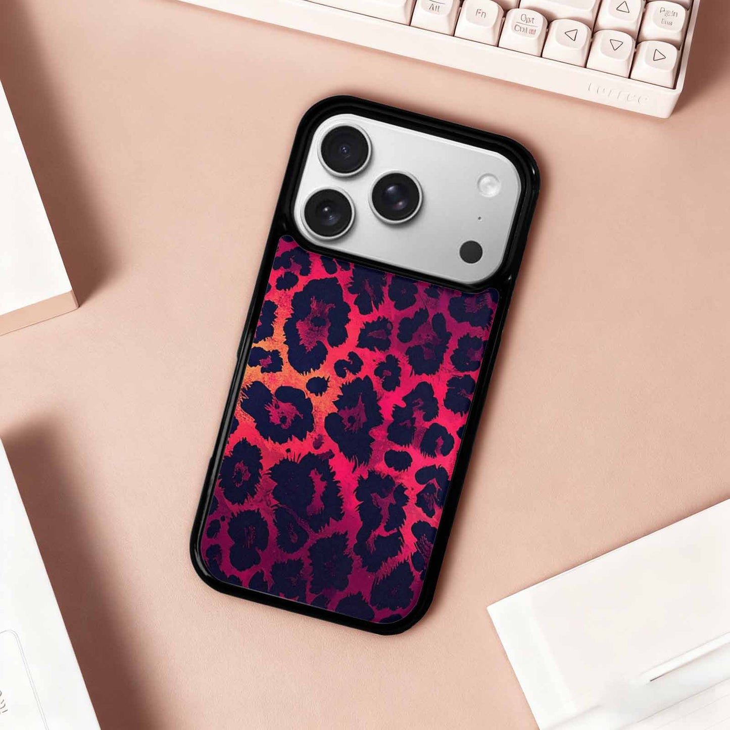 iPhone 17 Pro Case — Leopard Print Dark Seamless Pattern Animal, Unique Phone Case Design