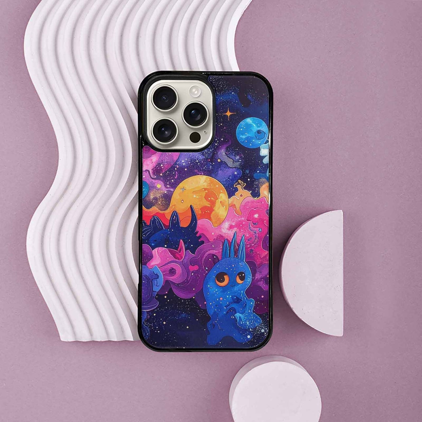 iPhone 16 Pro Max Case — Cosmic Creature And Object Mashup Pattern, Personalized Phone Case