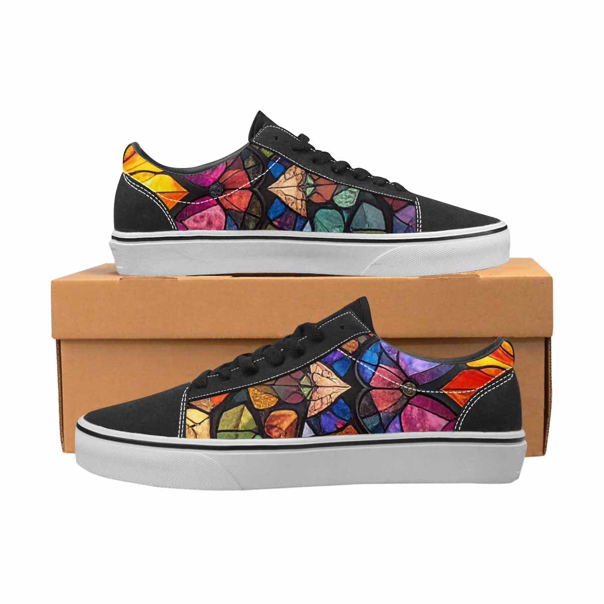 MEN'S Stained Glass Kaleidoscope Canvas Lace-Up Grunge Sneakers