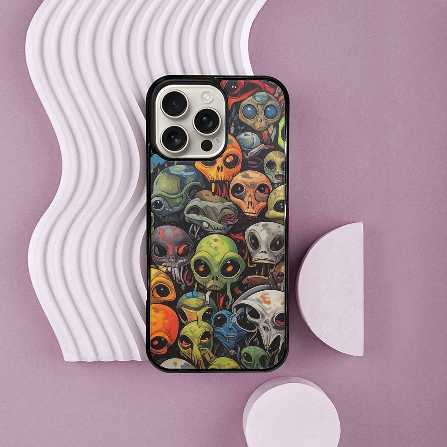 iPhone 16 Pro Max Case — Aliens Camo Aliens Pattern Hundreds Of, Custom Printed Phone Case