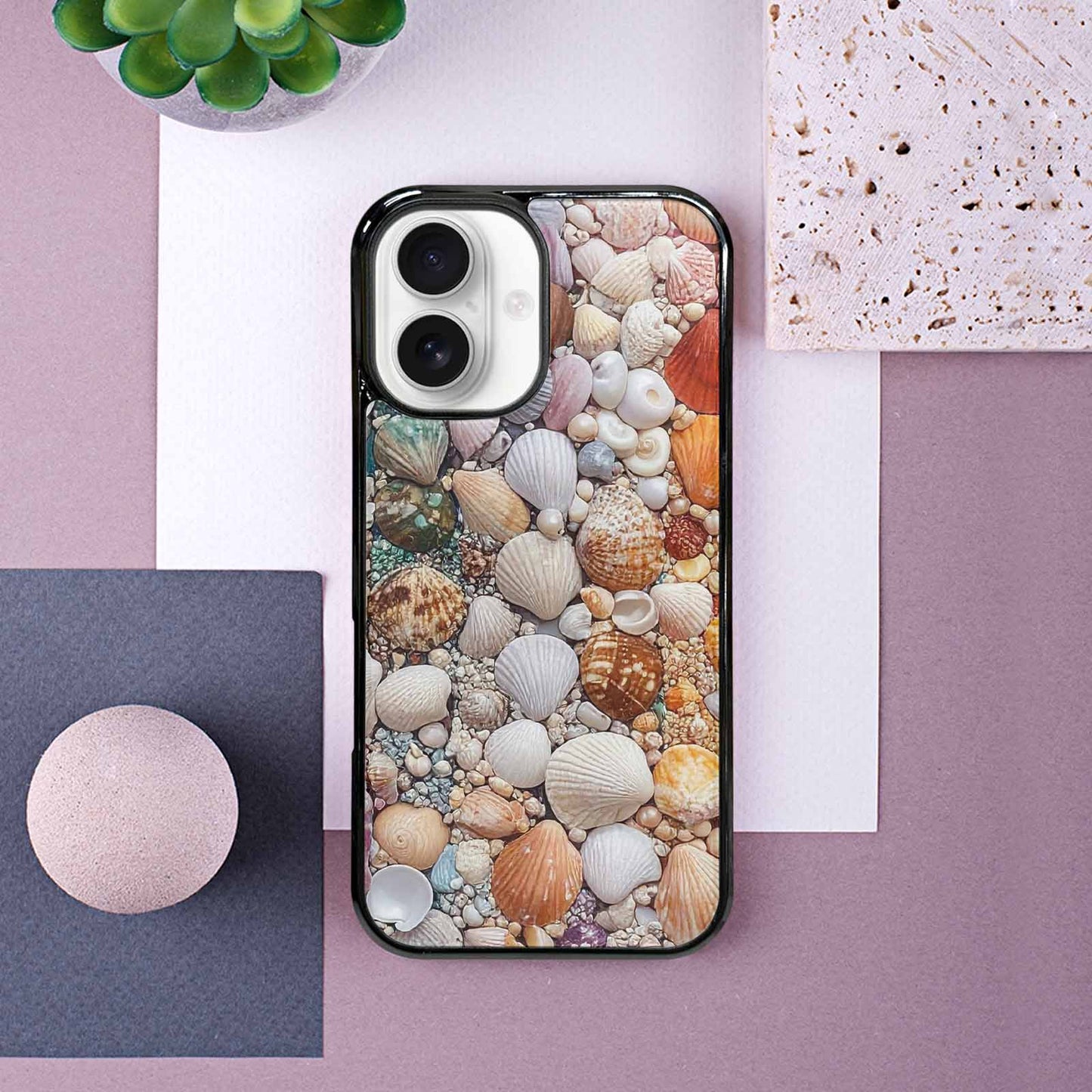 iPhone 16 Case — Seashell Collage Seashell Collage Pattern Hundreds, Original Design Phone Case