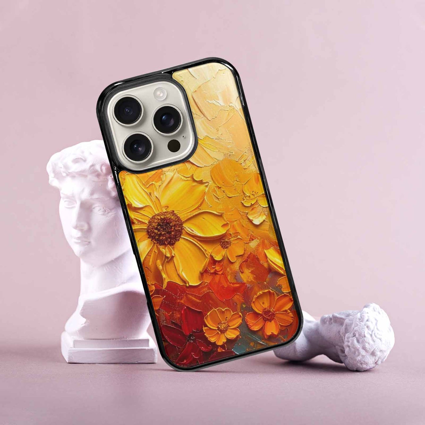 iPhone 16 Pro Case — Impressionist Sunflower Brushstroke Pattern Hundreds Of, Custom Printed Phone Case